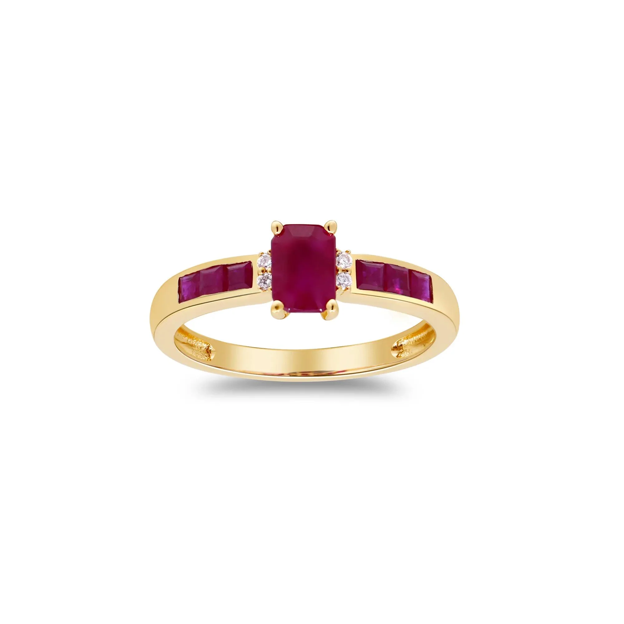 Ruby & Diamond Accent Ring 10K Yellow Gold Size 7 2mm - Image 4