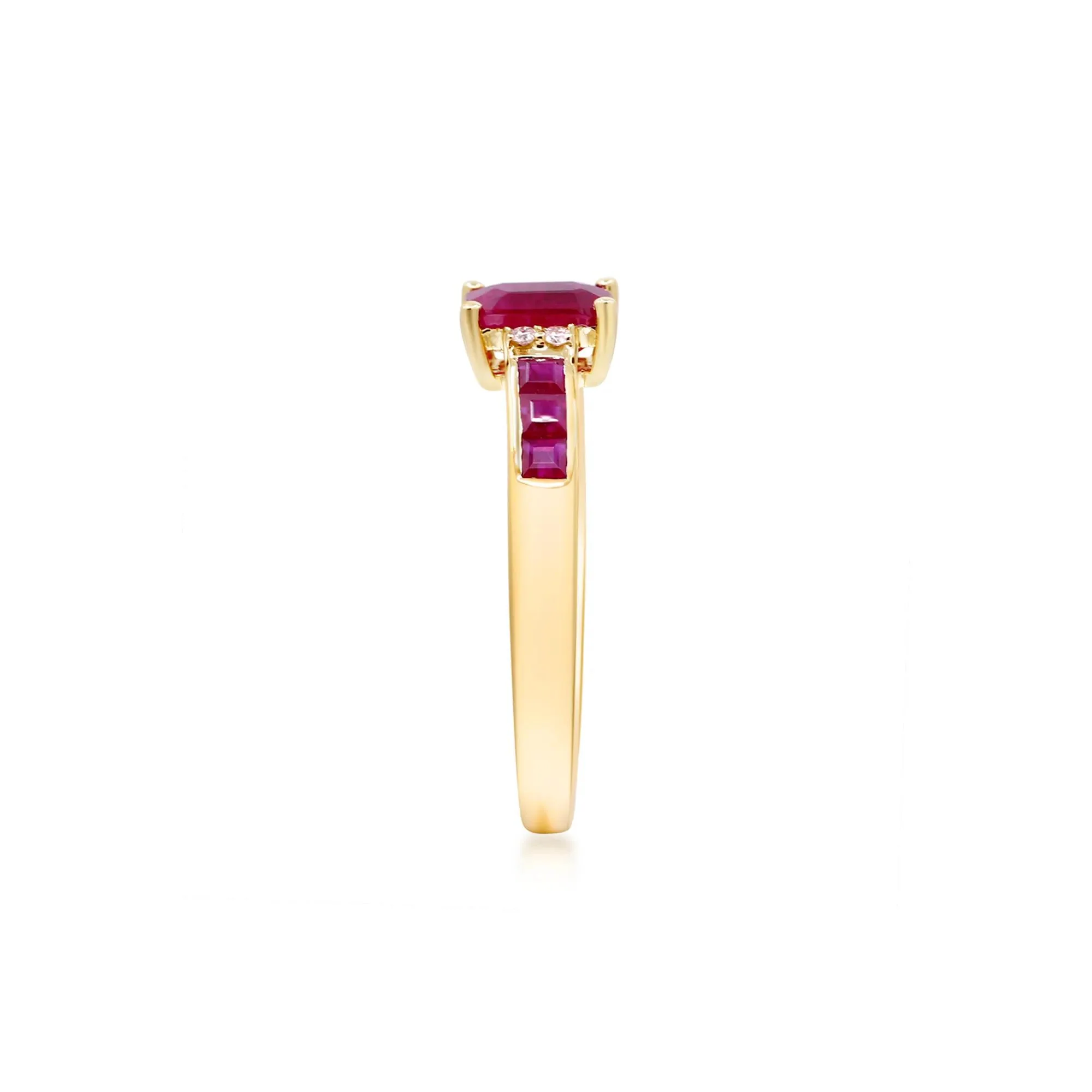 Ruby & Diamond Accent Ring 10K Yellow Gold Size 7.5 2mm - Image 3