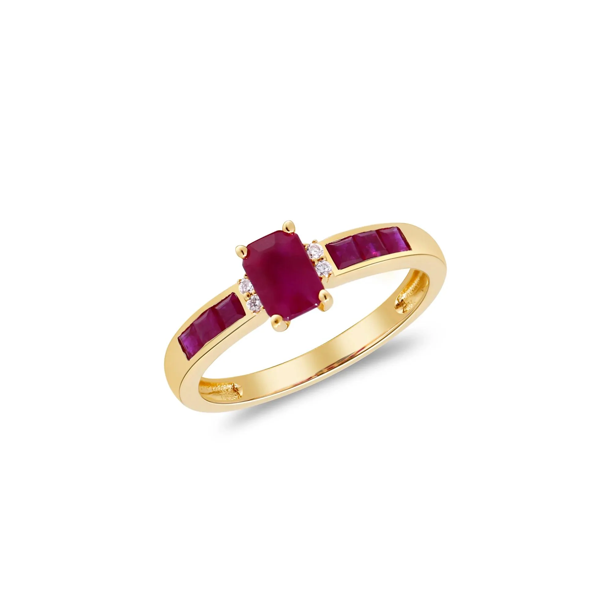 Ruby & Diamond Accent Ring 10K Yellow Gold Size 7.5 2mm - Image 5