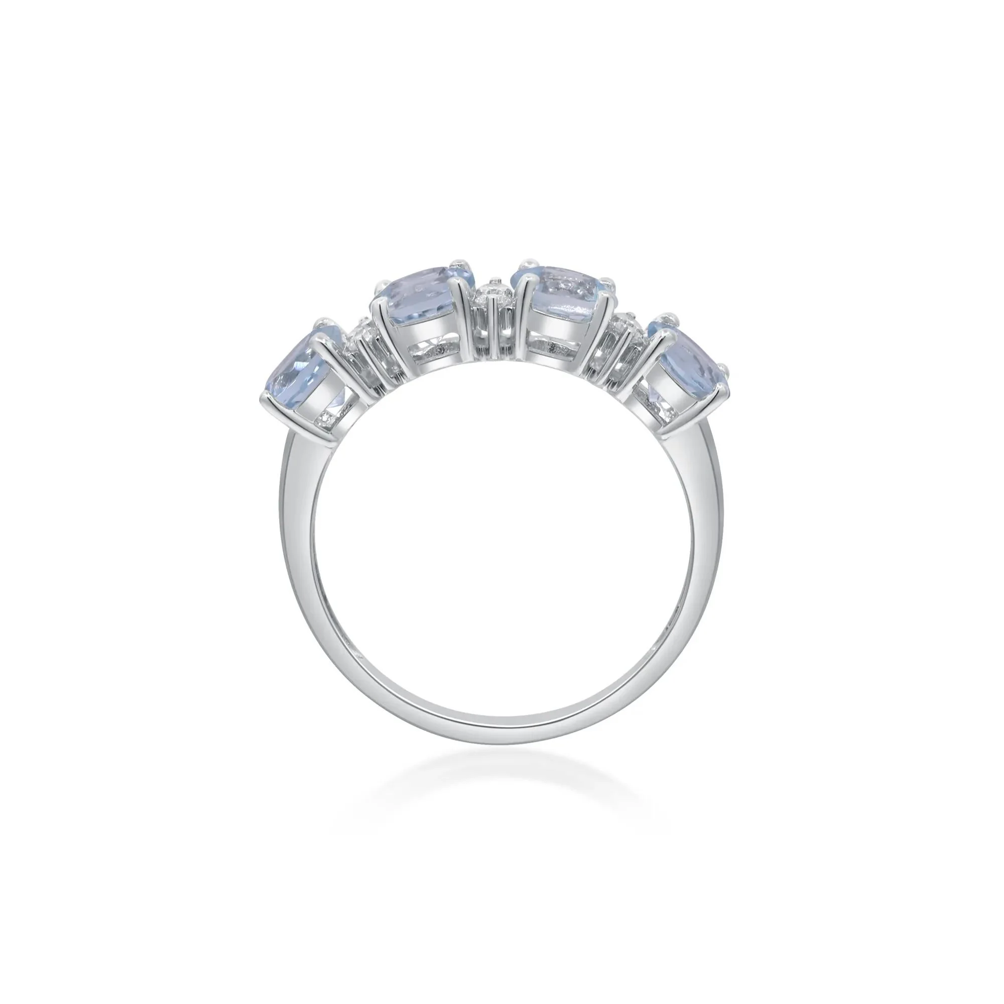 1/10 CT. Tw. Aquamarine & Diamond Ring 10K White Gold Round Brilliant Cut Size 7.5 2mm - Image 2