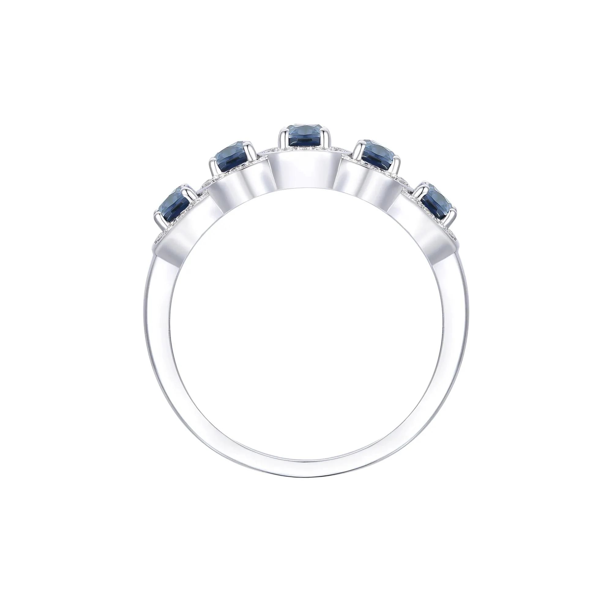 1/4 CT. Tw. Blue Sapphire & Diamond Ring 14K White Gold Size 9 1mm - Image 2