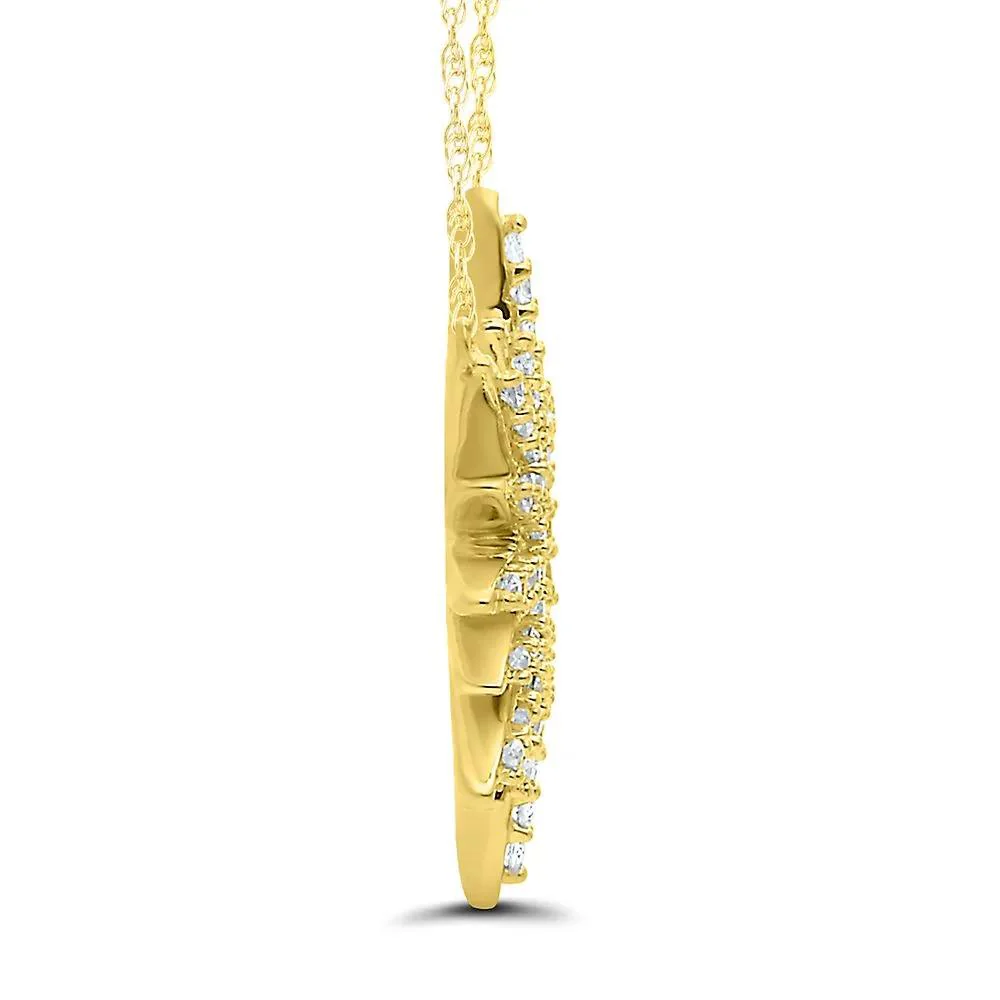 1/5 CT. Tw. Diamond Sun Necklace 10K Yellow Gold Size 16.5" - Image 2
