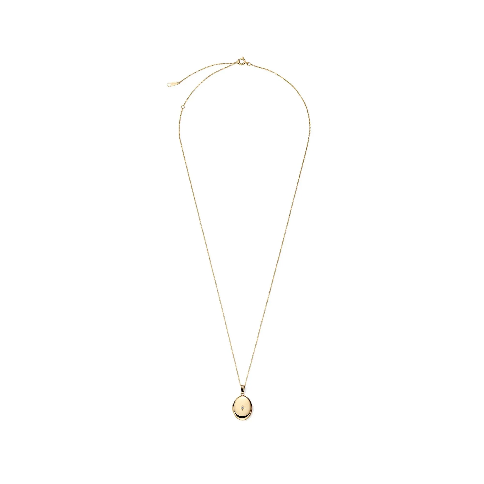 Diamond Oval Locket 14K Yellow Gold Necklace Size 22" - Image 3