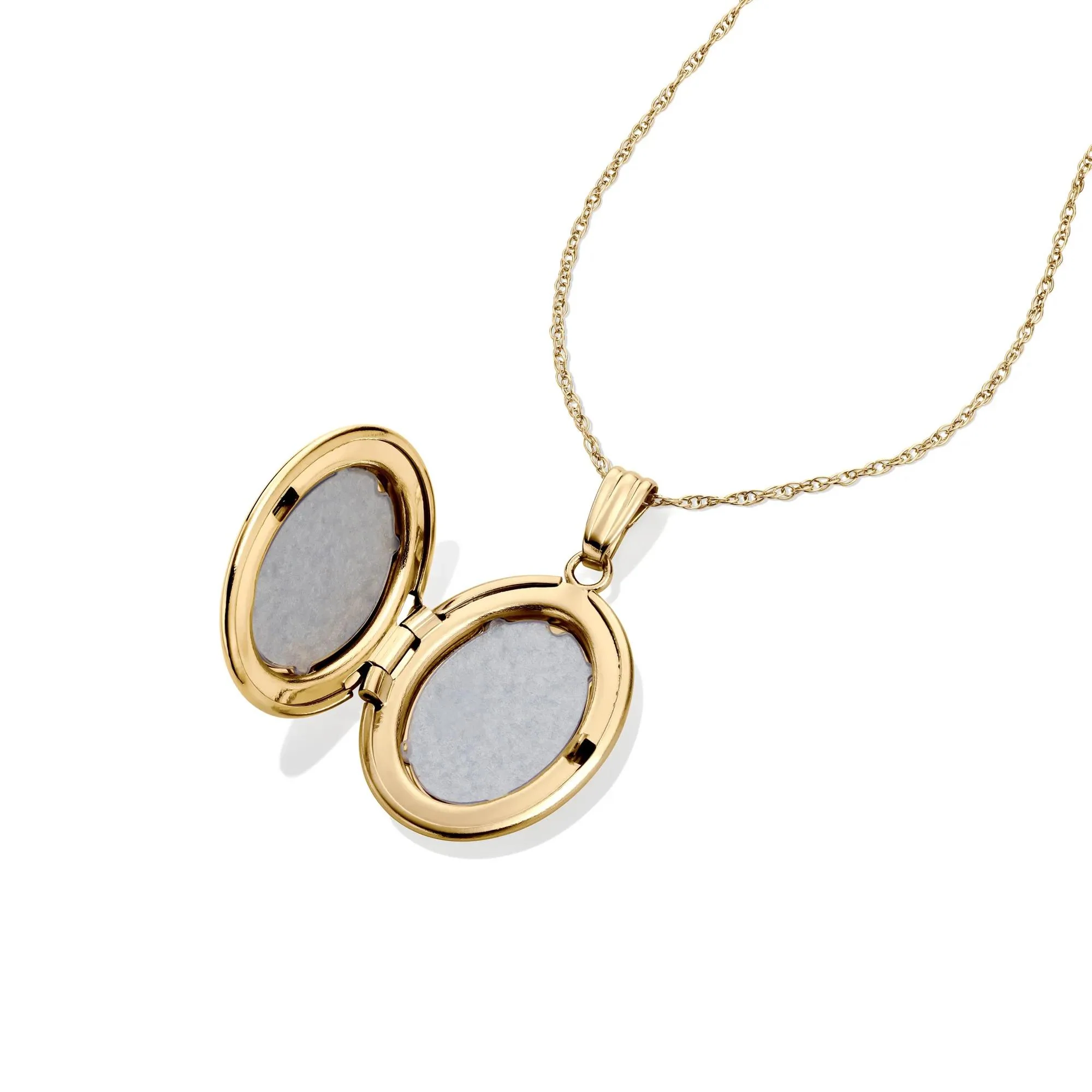 Diamond Oval Locket 14K Yellow Gold Necklace Size 22" - Image 5