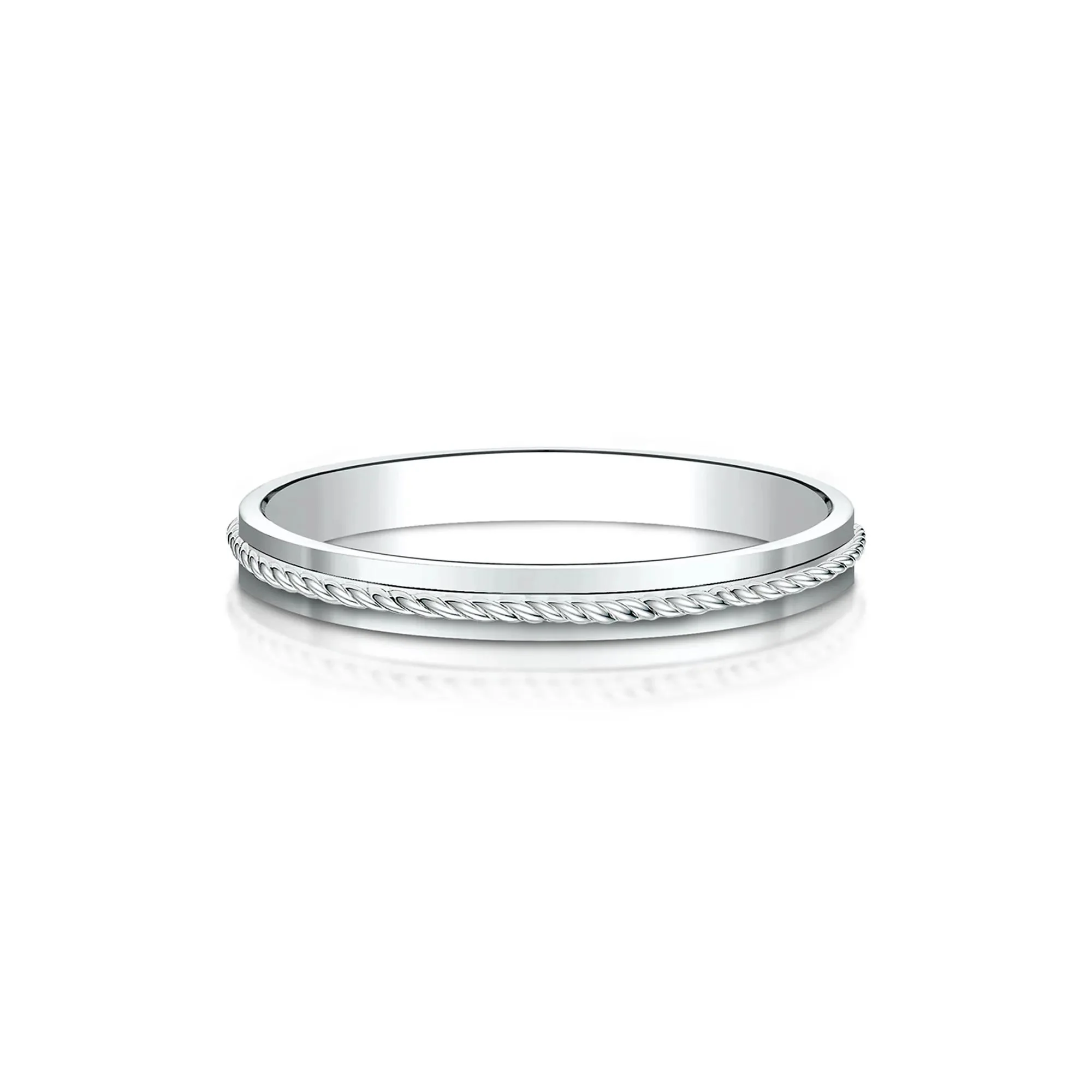 Rope Wedding Band Ring 14K White Gold Size 5 2mm