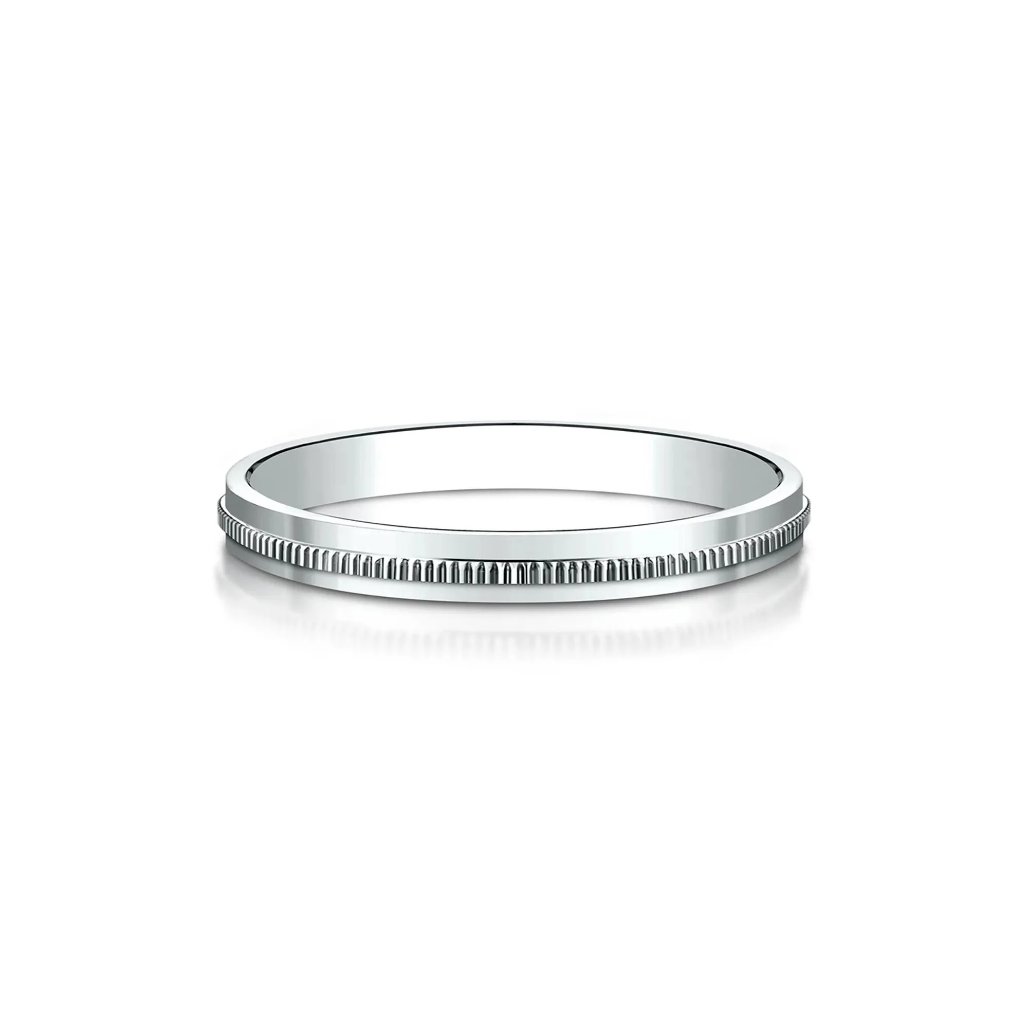 Milgrain Wedding Band Ring 14K White Gold Size 7 2mm