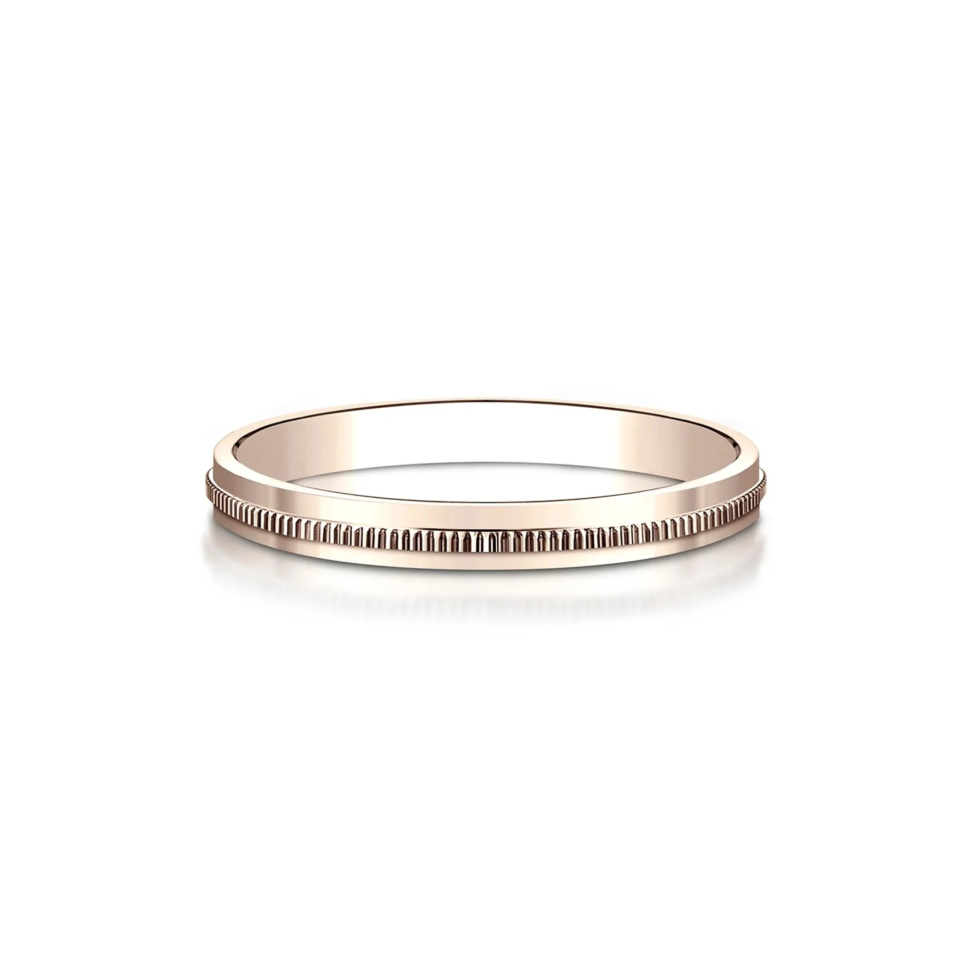 Milgrain Wedding Band Ring 14K Rose Gold Size 10 2mm