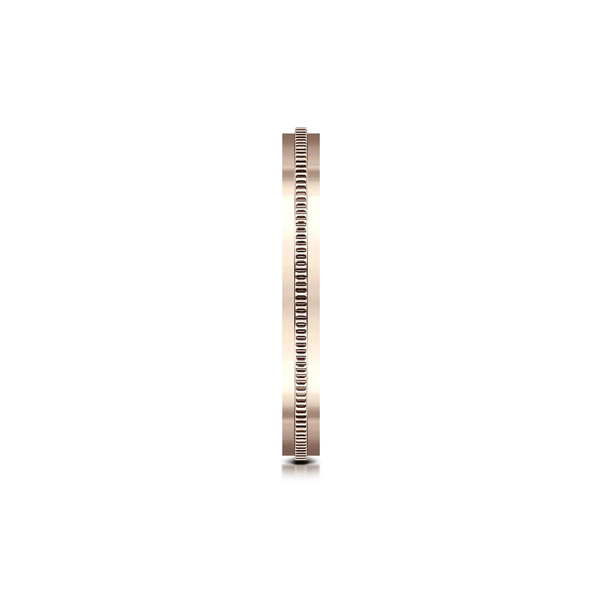 Milgrain Wedding Band Ring 14K Rose Gold Size 4 2mm - Image 3