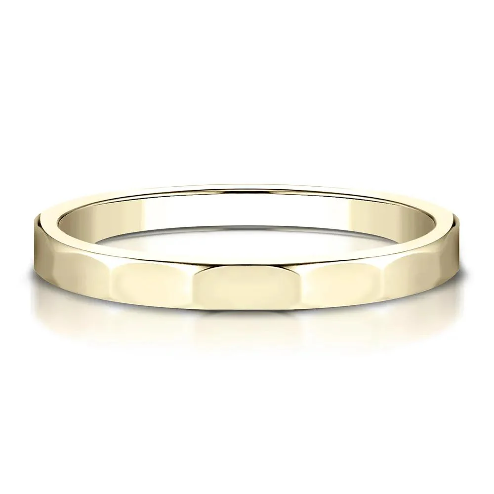 Faceted Wedding Band Ring 14K Yellow Gold Size 11.5 2mm
