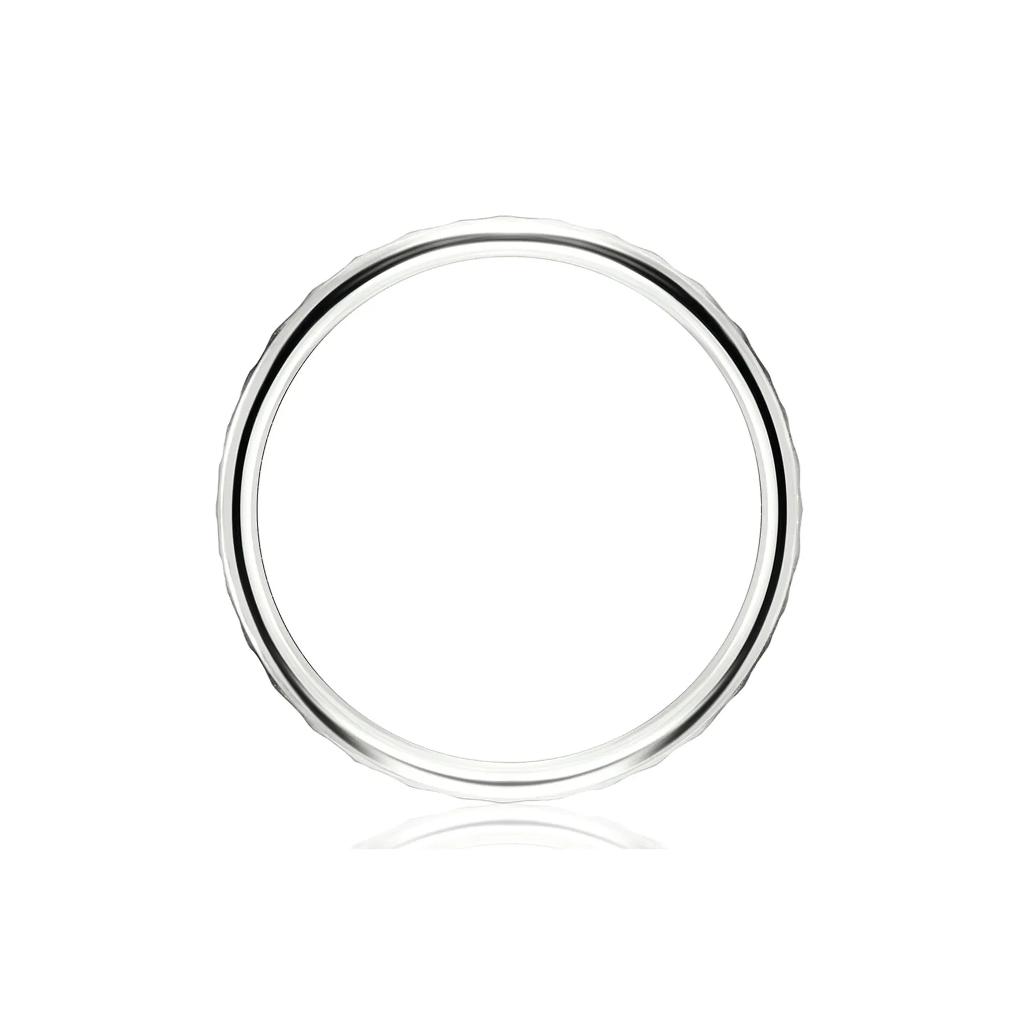 Faceted Wedding Band Ring 14K White Gold Size 13 2mm - Image 2