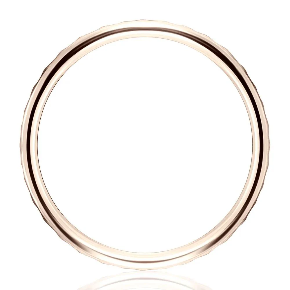 Faceted Wedding Band Ring 14K Rose Gold Size 13.5 2mm - Image 2