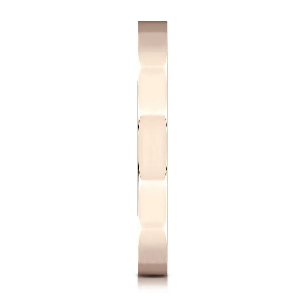 Faceted Wedding Band Ring 14K Rose Gold Size 6 2mm - Image 3