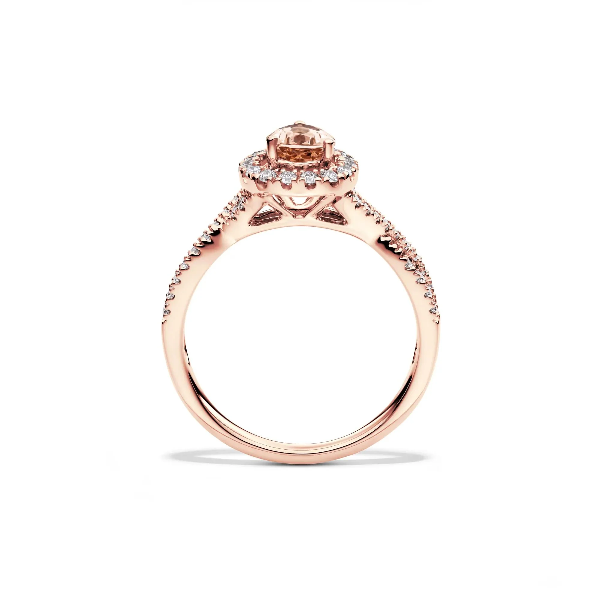 1/3 CT. Tw. Pear-Shaped Morganite & Diamond Ring 10K Rose Gold Size 6.5 - Image 2