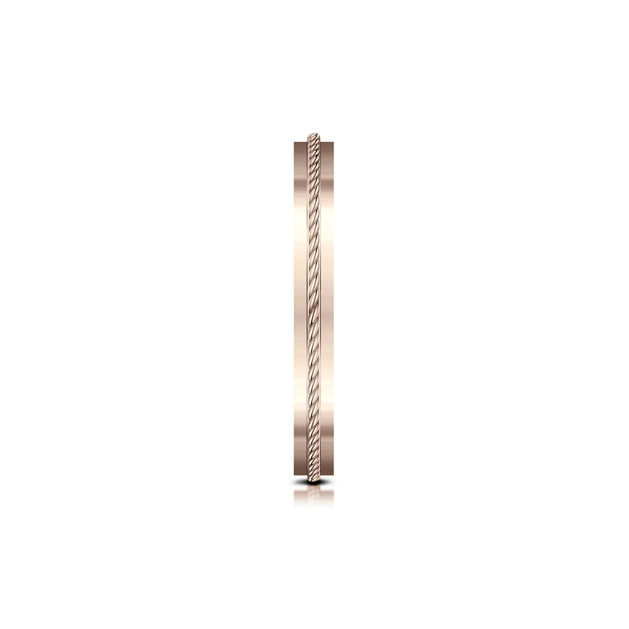 Rope Wedding Band Ring 14K Rose Gold Size 6.5 2mm - Image 3