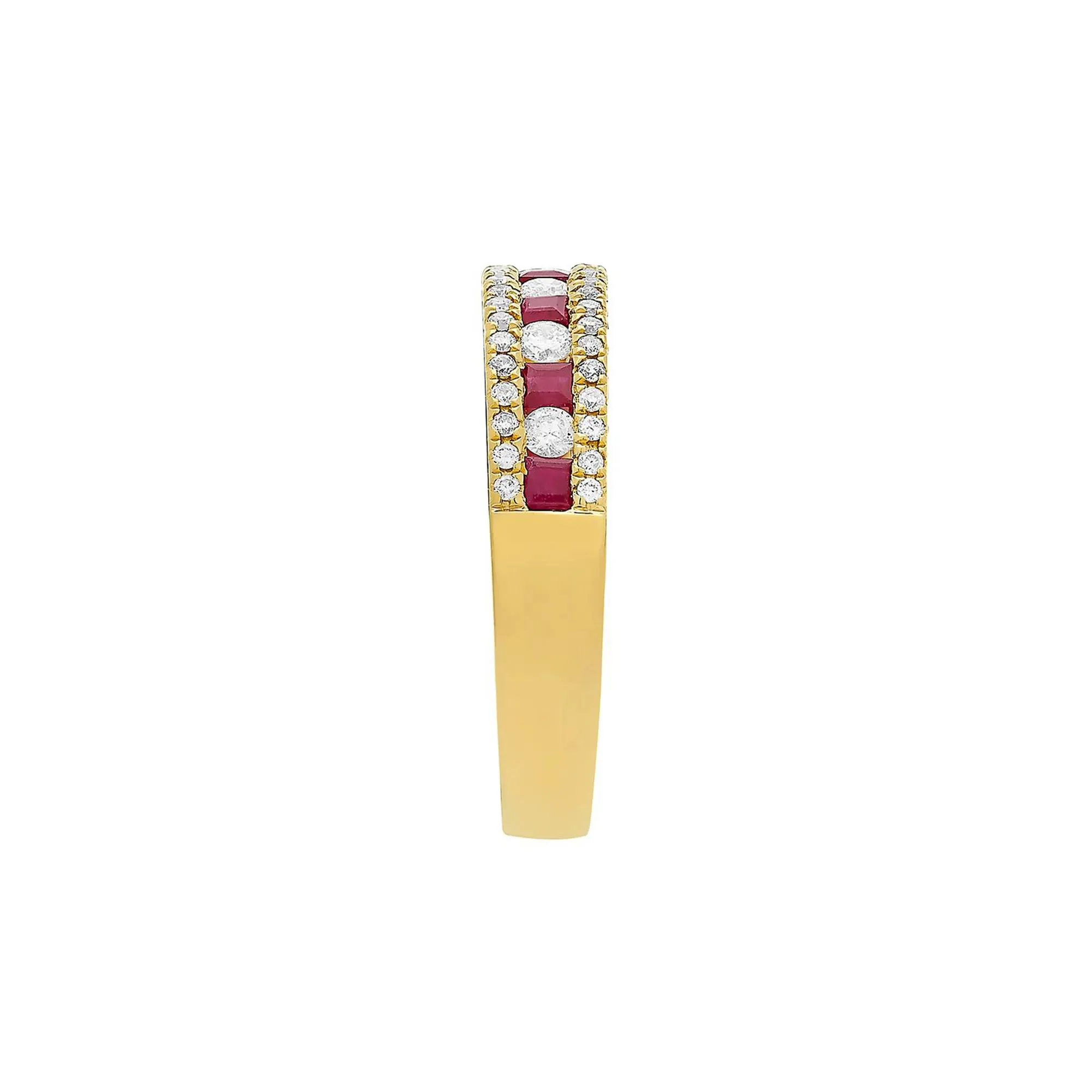 1/3 CT. Tw. Ruby & Diamond Band Ring 10K Yellow Gold Round Brilliant Cut Size 8 - Image 3