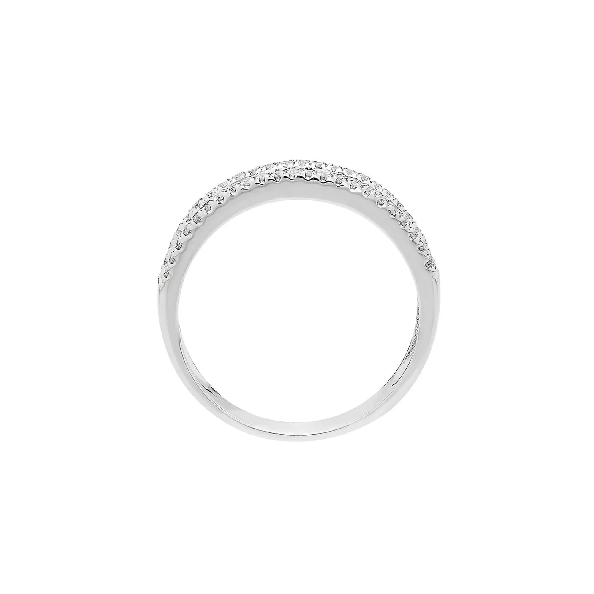 1/3 CT. Tw. Sapphire & Diamond Band Ring 10K White Gold Round Brilliant Cut Size 6.5 - Image 2
