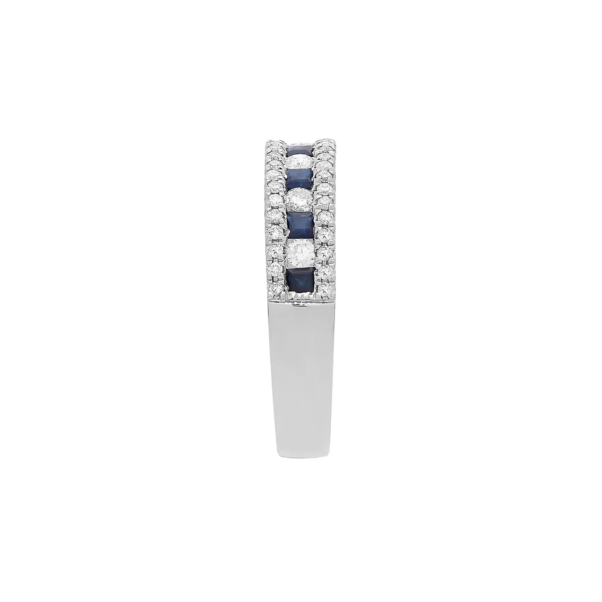 1/3 CT. Tw. Sapphire & Diamond Band Ring 10K White Gold Round Brilliant Cut Size 7 - Image 3