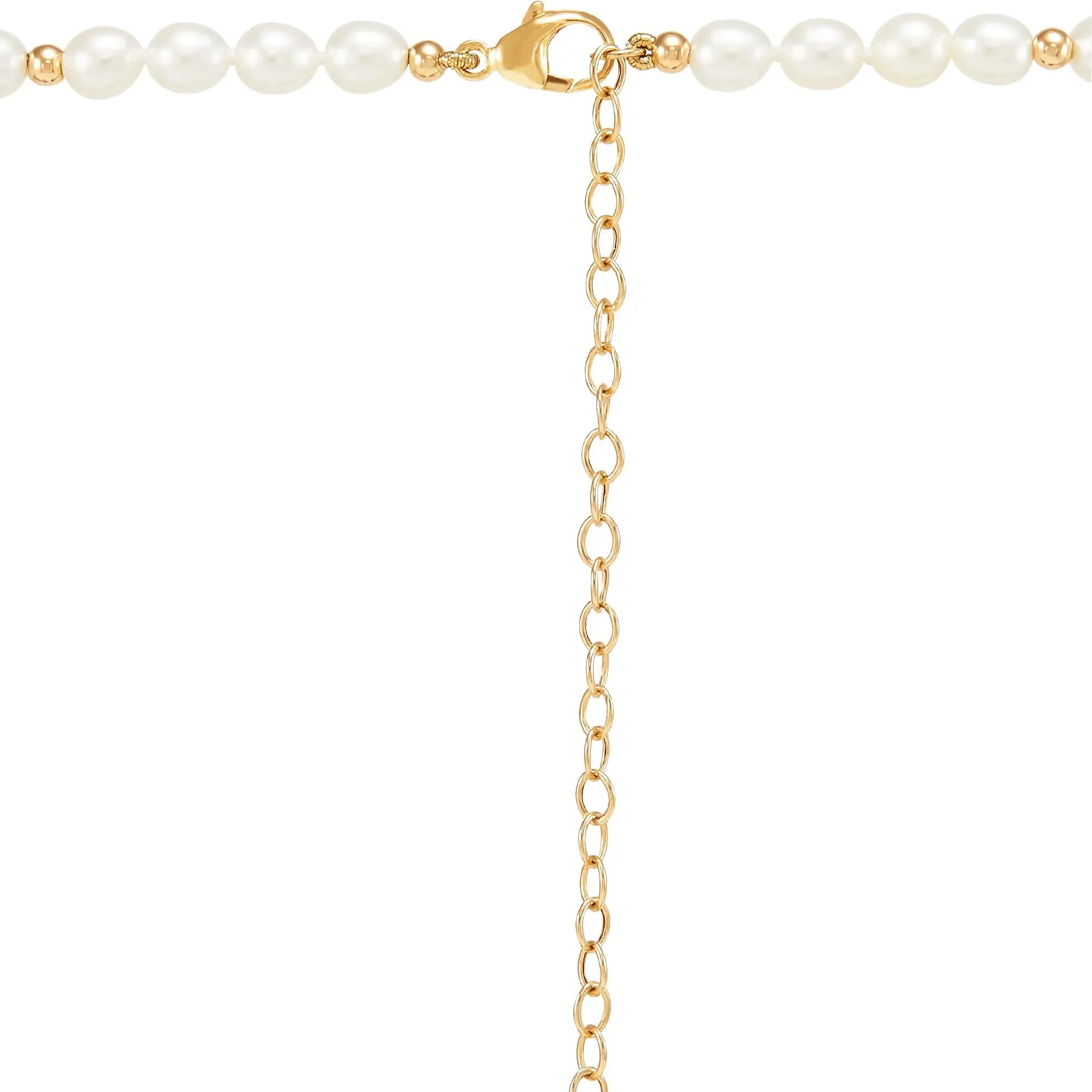Pearl and Gold Beaded Necklace 14K Yellow Gold Size 15" - Image 3