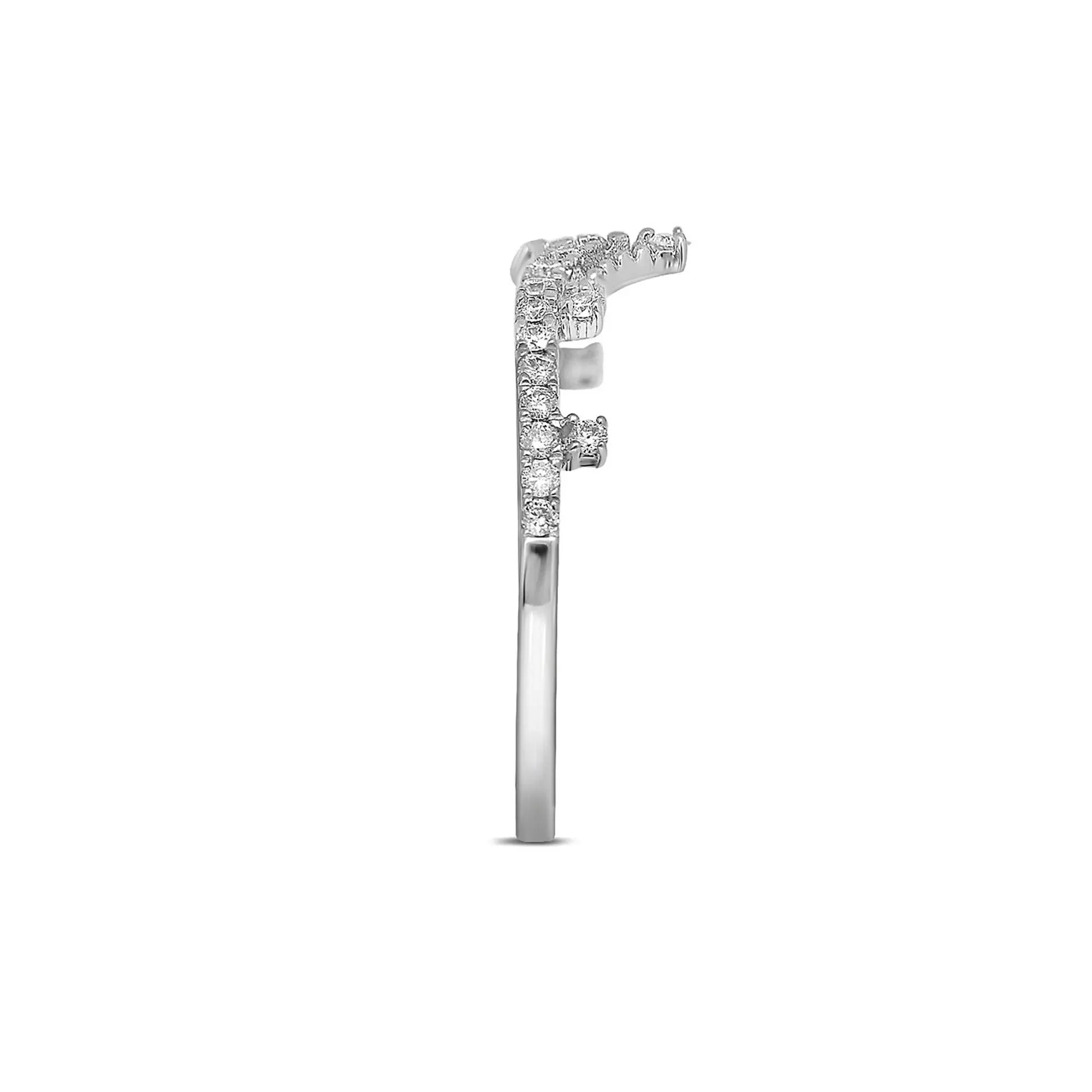 1/5 CT. Tw. Diamond Contour Ring 10K White Gold Round Brilliant Cut Size 6 2mm - Image 3