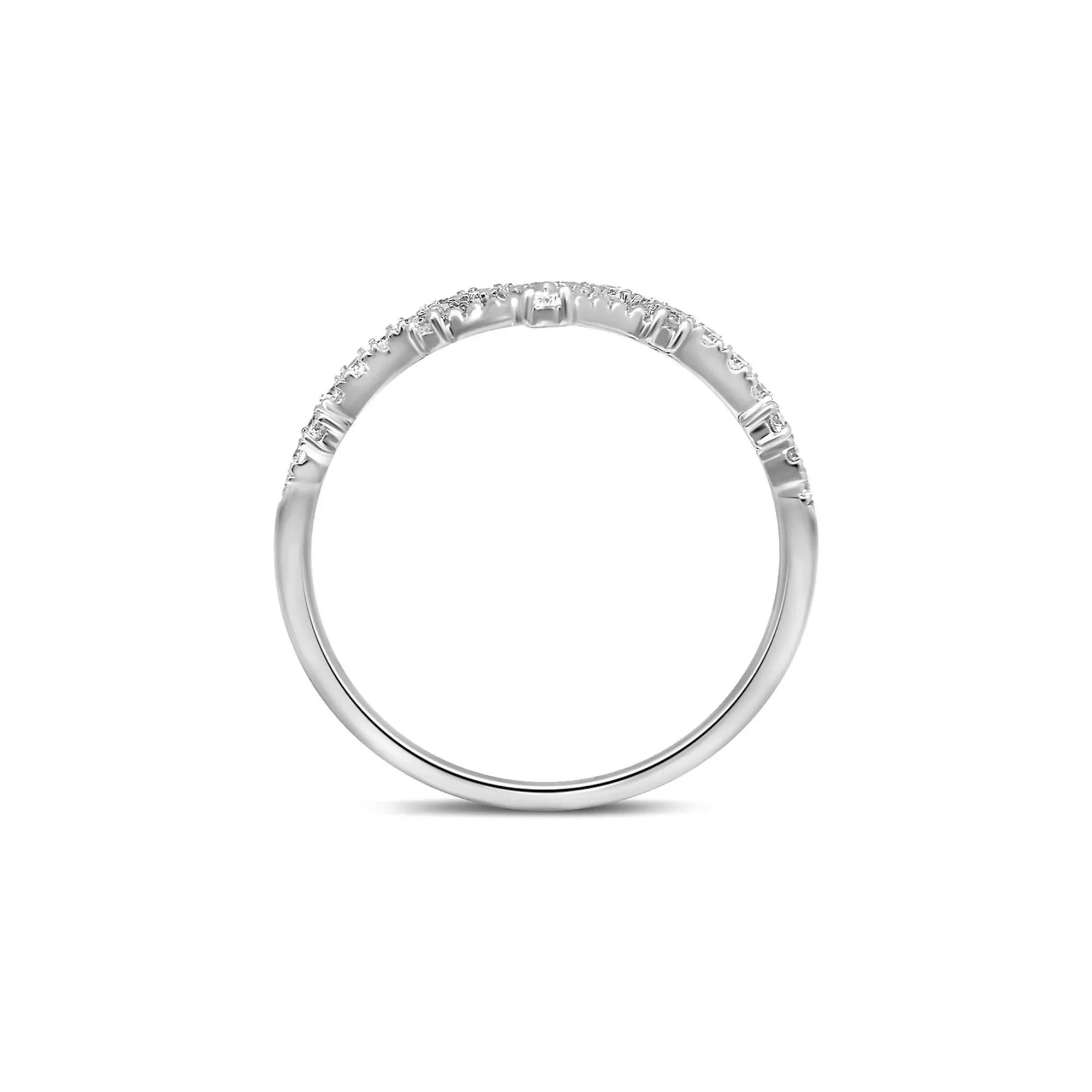 1/5 CT. Tw. Diamond Contour Ring 10K White Gold Round Brilliant Cut Size 6.5 2mm - Image 2