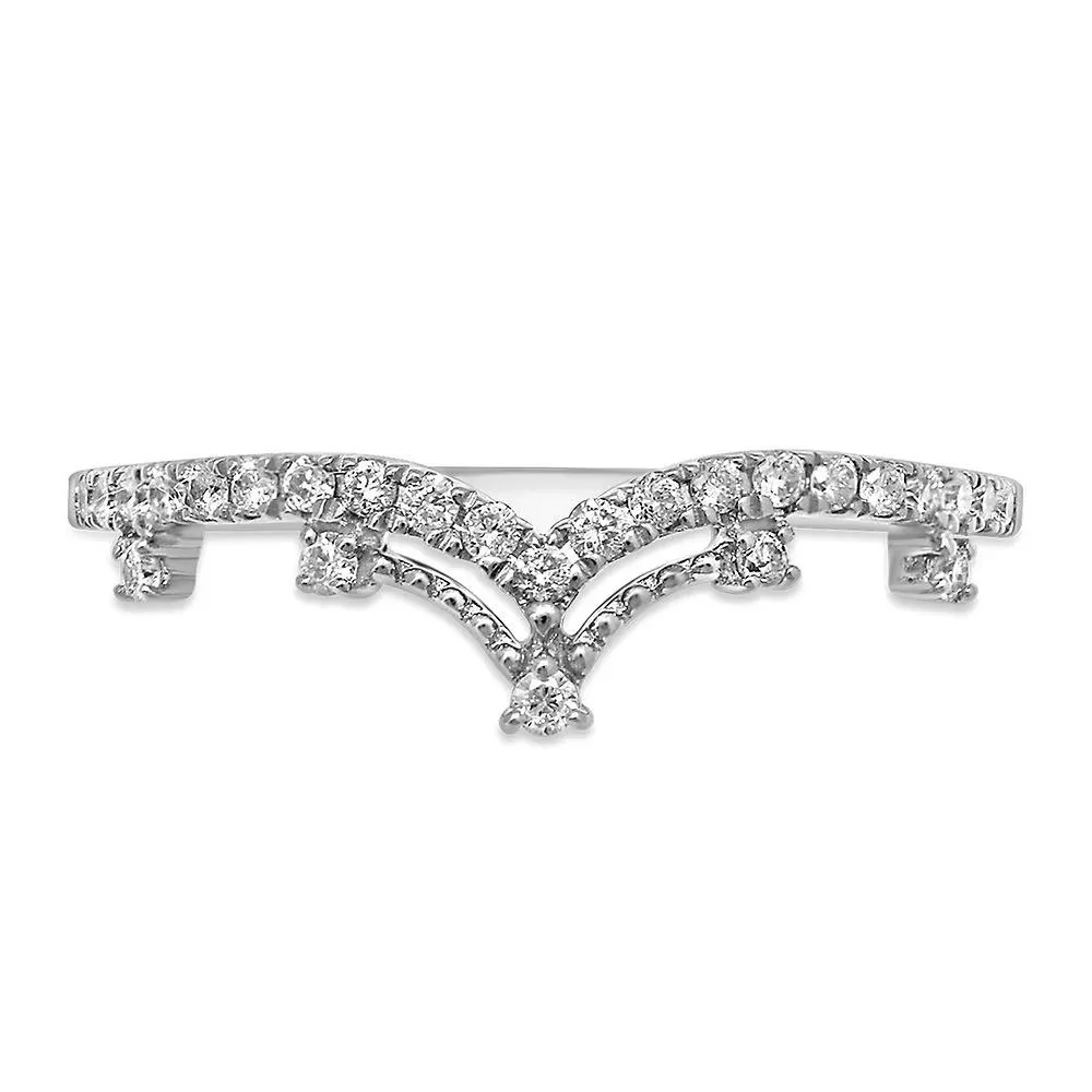 1/5 CT. Tw. Diamond Contour Ring 10K White Gold Round Brilliant Cut Size 7 2mm