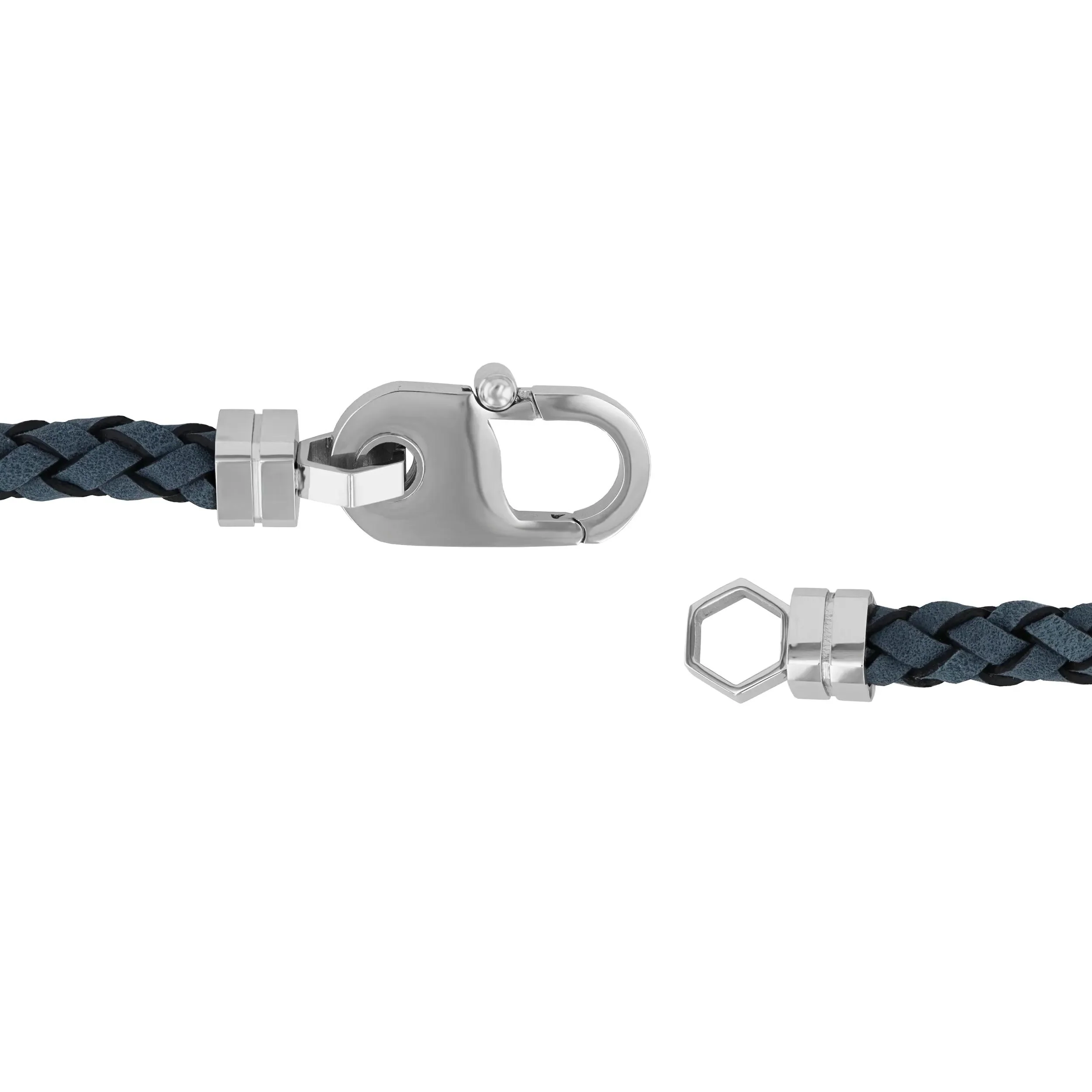 Gray Leather Bracelet White Stainless Steel 8.75" Size 6.00mm - Image 3