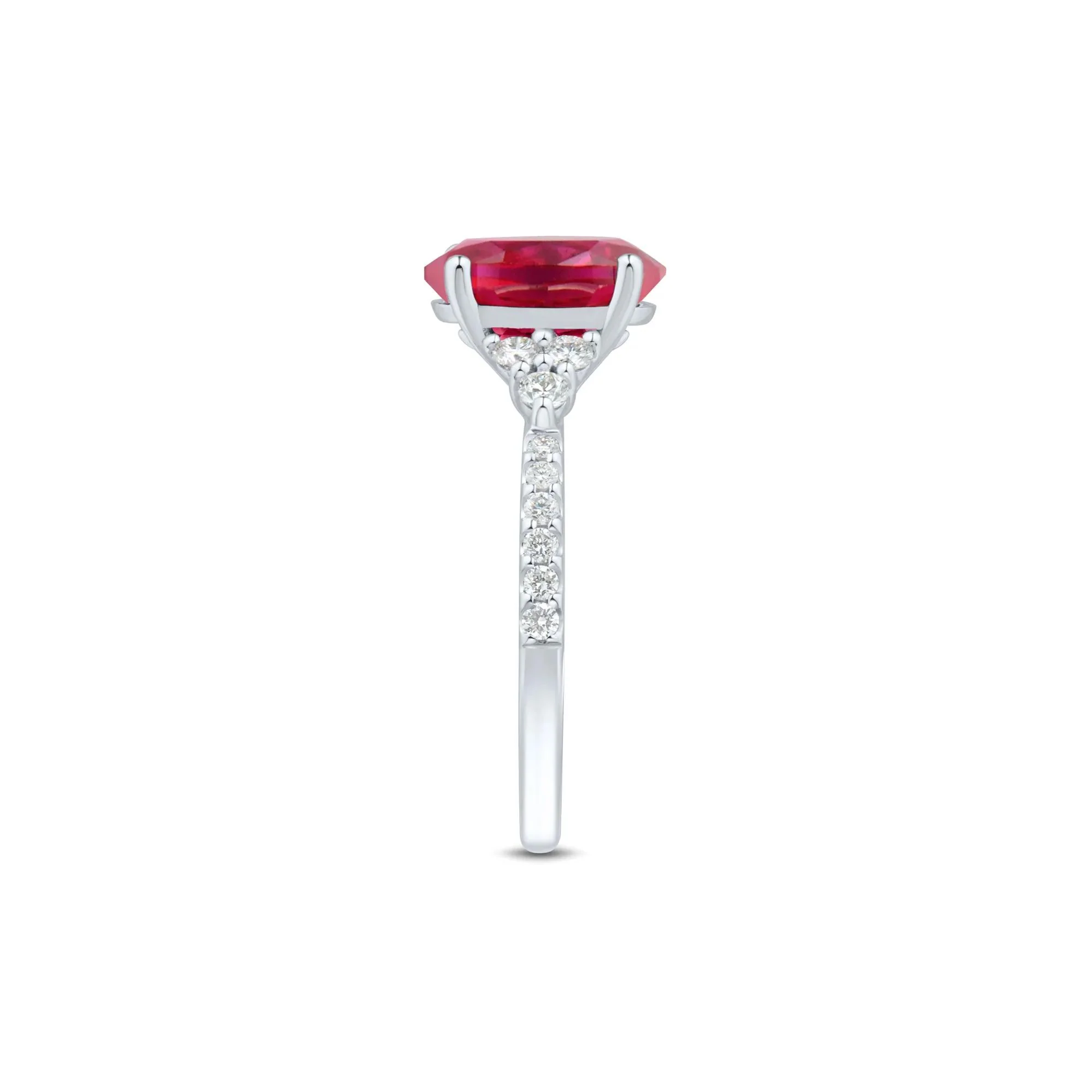 1/3 CT. Tw. Lab Grown Diamond and Lab-Created Ruby Ring 10K White Gold Round Brilliant Cut Size 6 1mm - Image 3