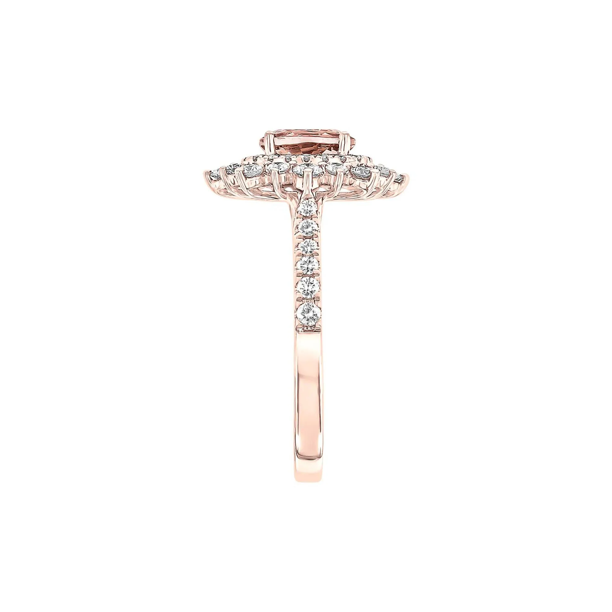 3/4 CT. Tw. Morganite & Diamond Ring 14K Rose Gold Round Brilliant Cut Size 6.5 - Image 3