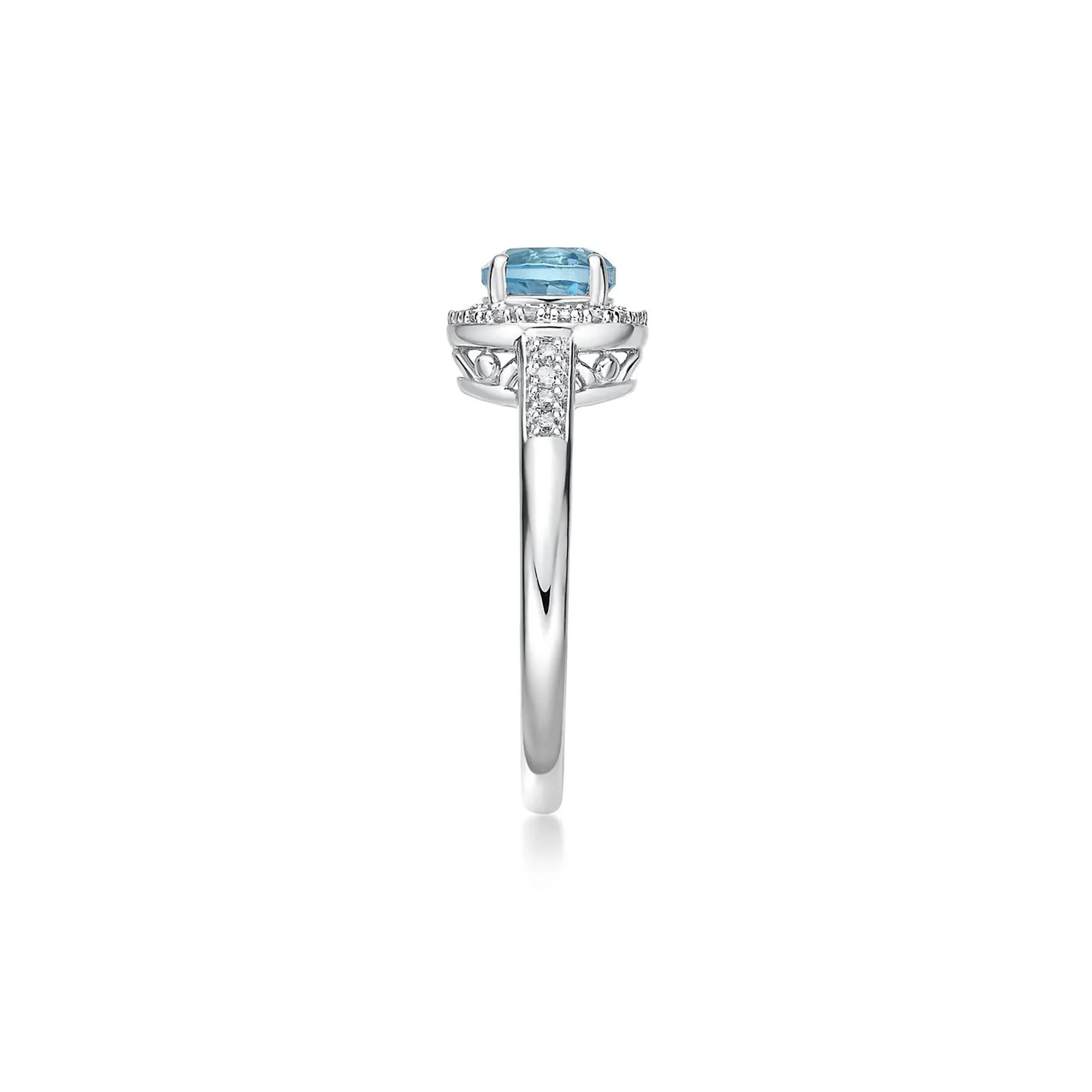 1/8 CT. Tw. Swiss Blue Topaz & Diamond Ring .925 Sterling Silver White Size 6 - Image 3