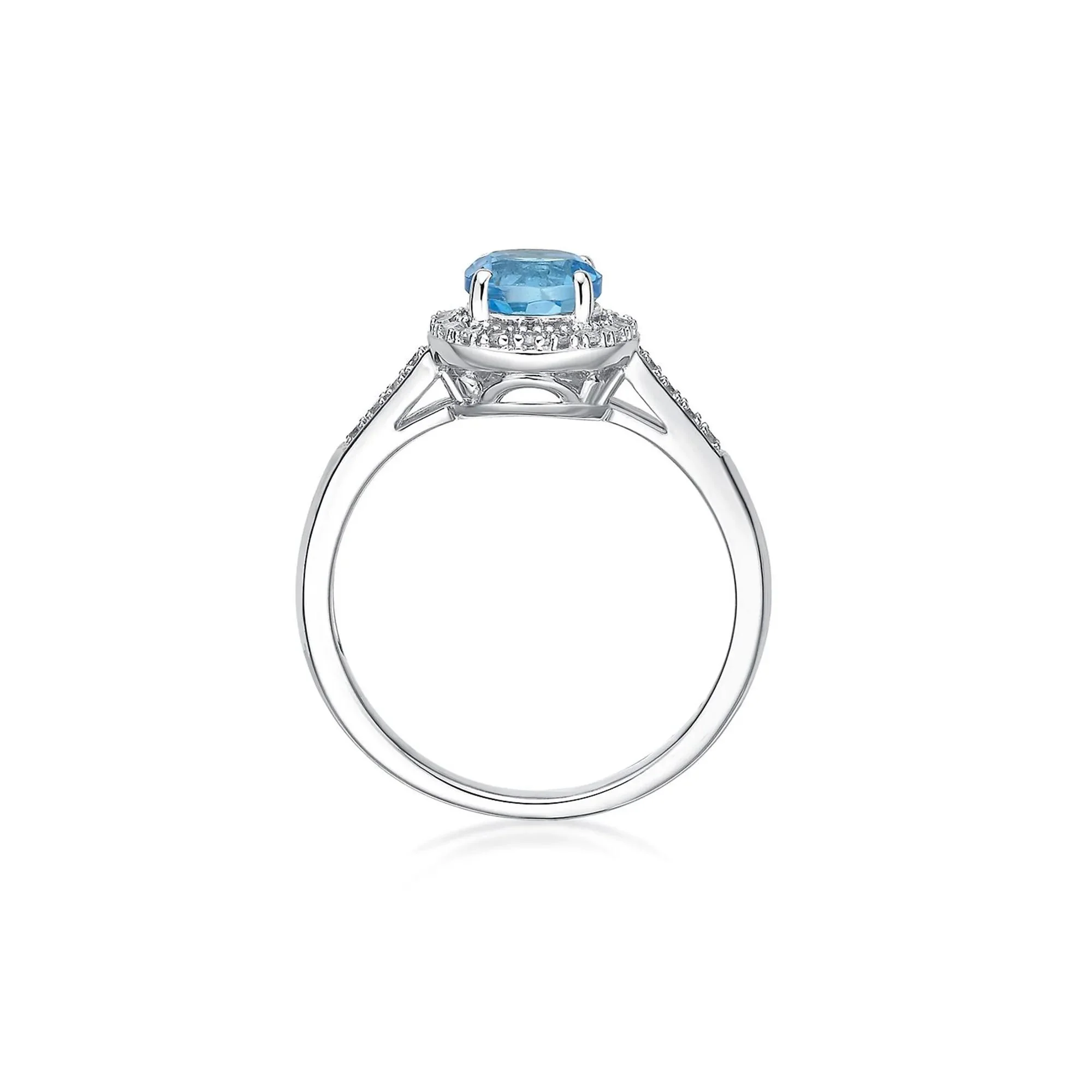 1/8 CT. Tw. Swiss Blue Topaz & Diamond Ring .925 Sterling Silver White Size 7 - Image 2