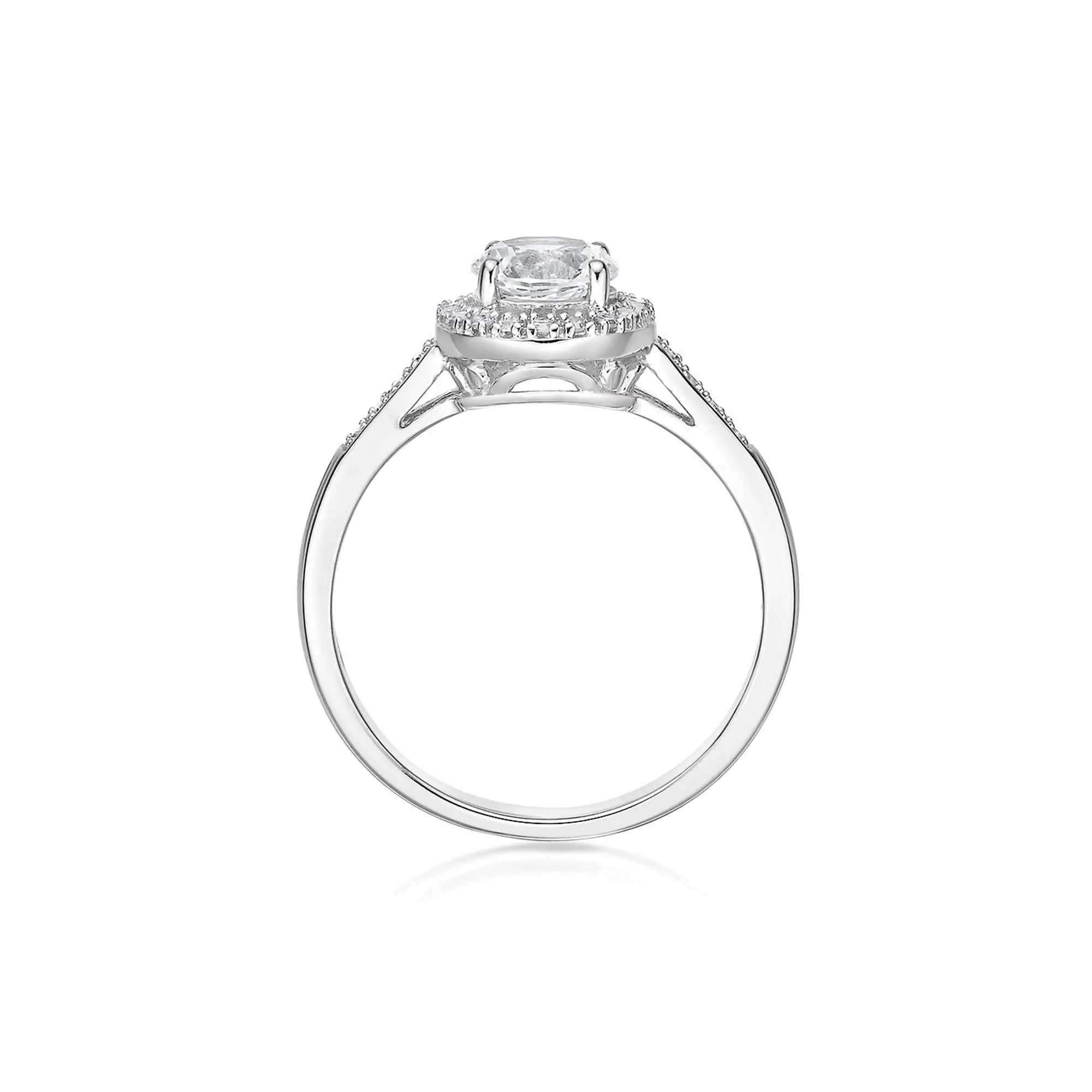 1/8 CT. Tw. Lab Created White Sapphire & Diamond Ring .925 Sterling Silver Size 7 - Image 2