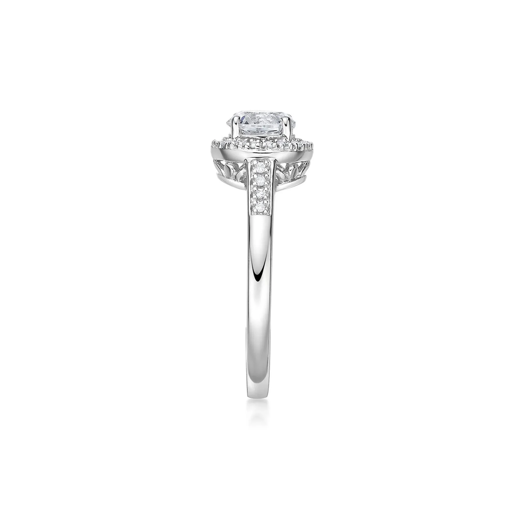 1/8 CT. Tw. Lab Created White Sapphire & Diamond Ring .925 Sterling Silver Size 7 - Image 3