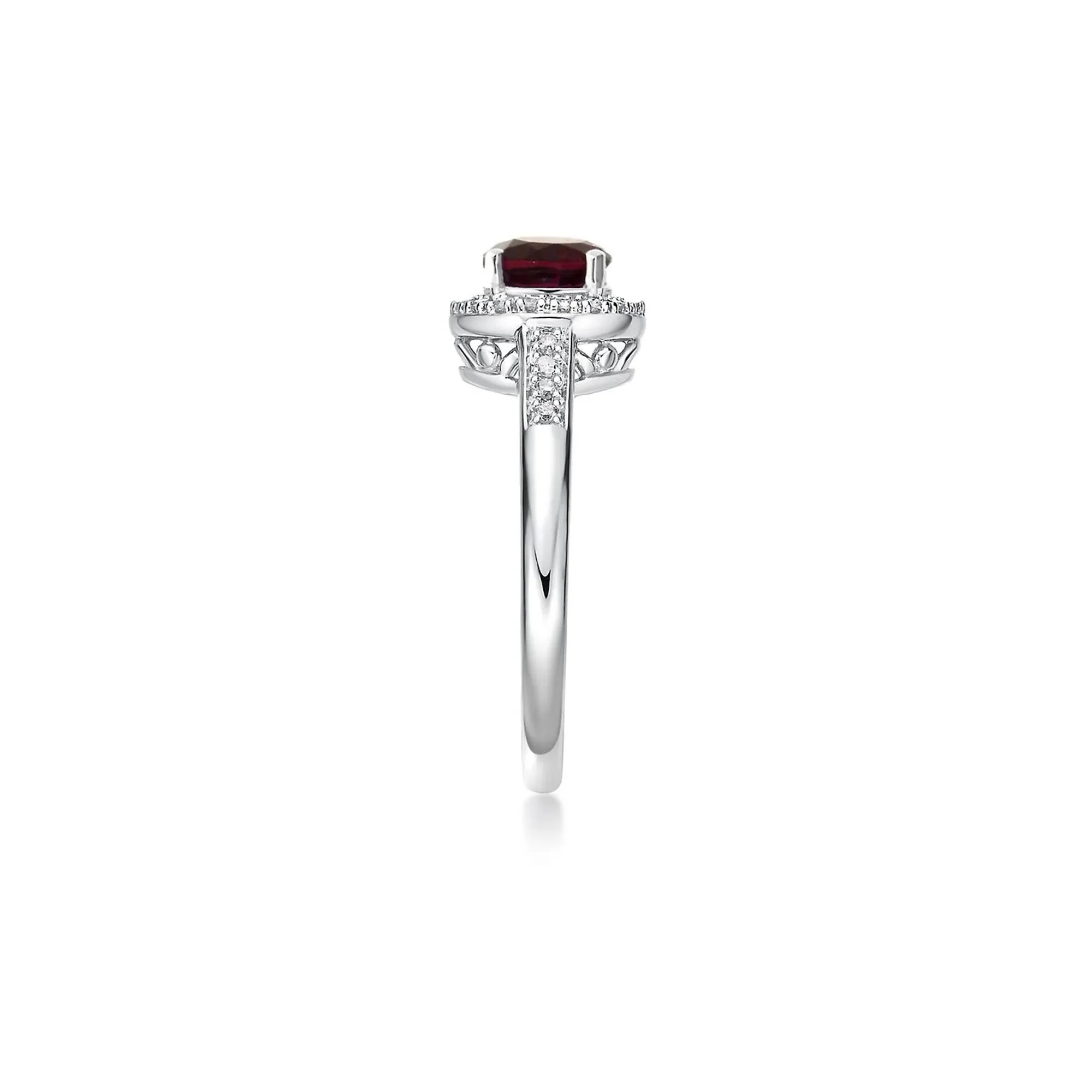 1/8 CT. Tw. Garnet & Diamond Ring .925 Sterling Silver White Size 6.5 - Image 3
