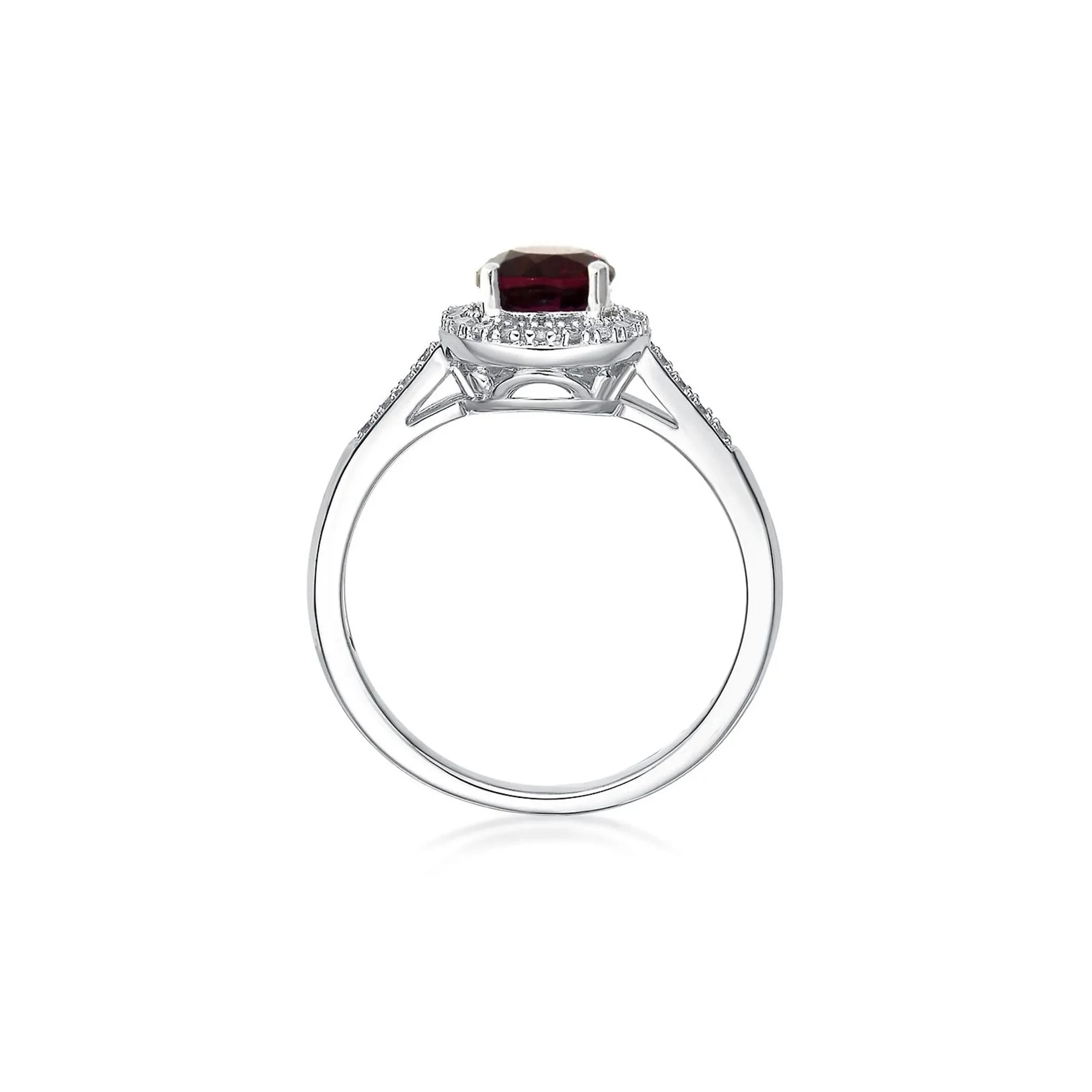 1/8 CT. Tw. Garnet & Diamond Ring .925 Sterling Silver White Size 9 - Image 2