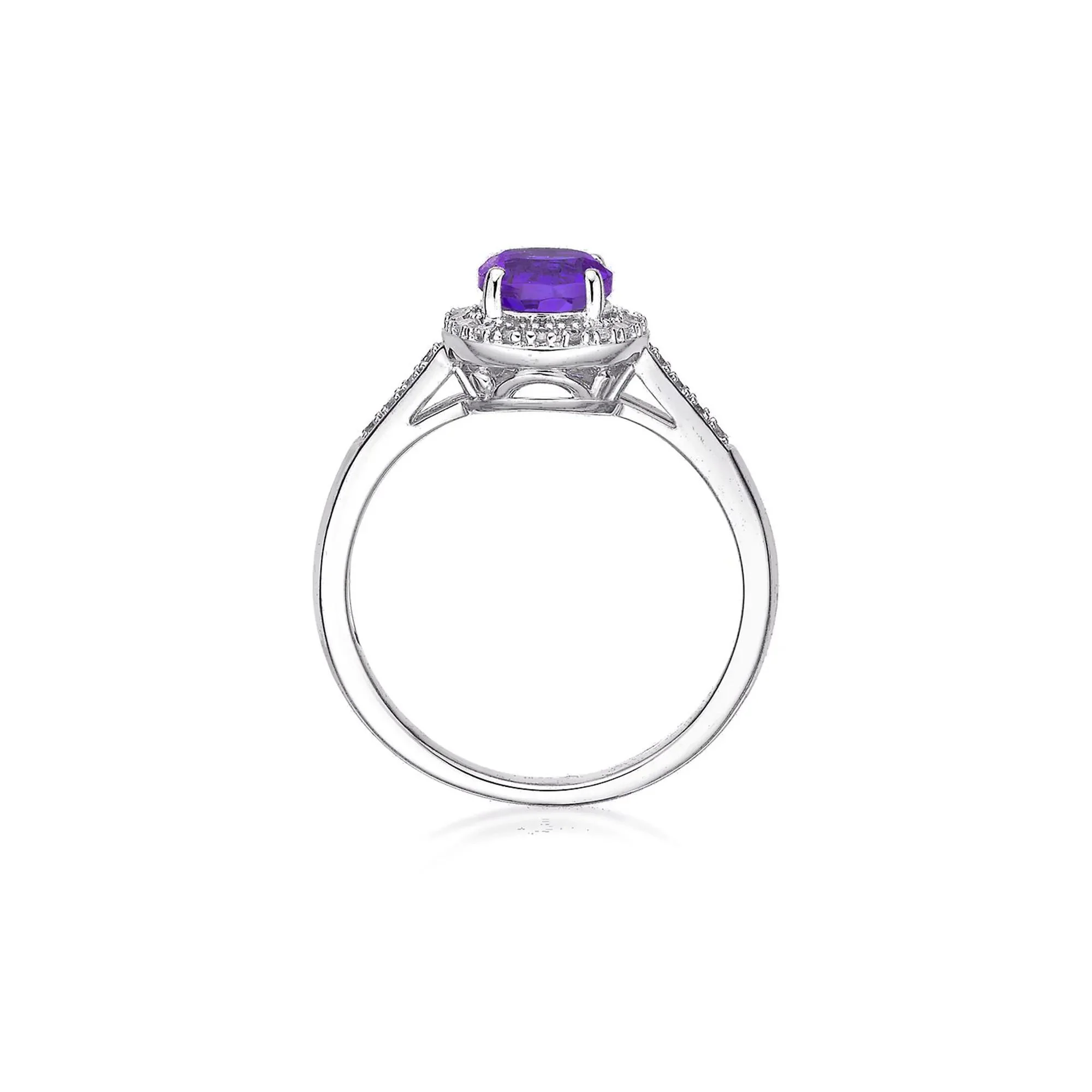 1/8 CT. Tw. Amethyst & Diamond Ring .925 Sterling Silver White Size 7 - Image 2