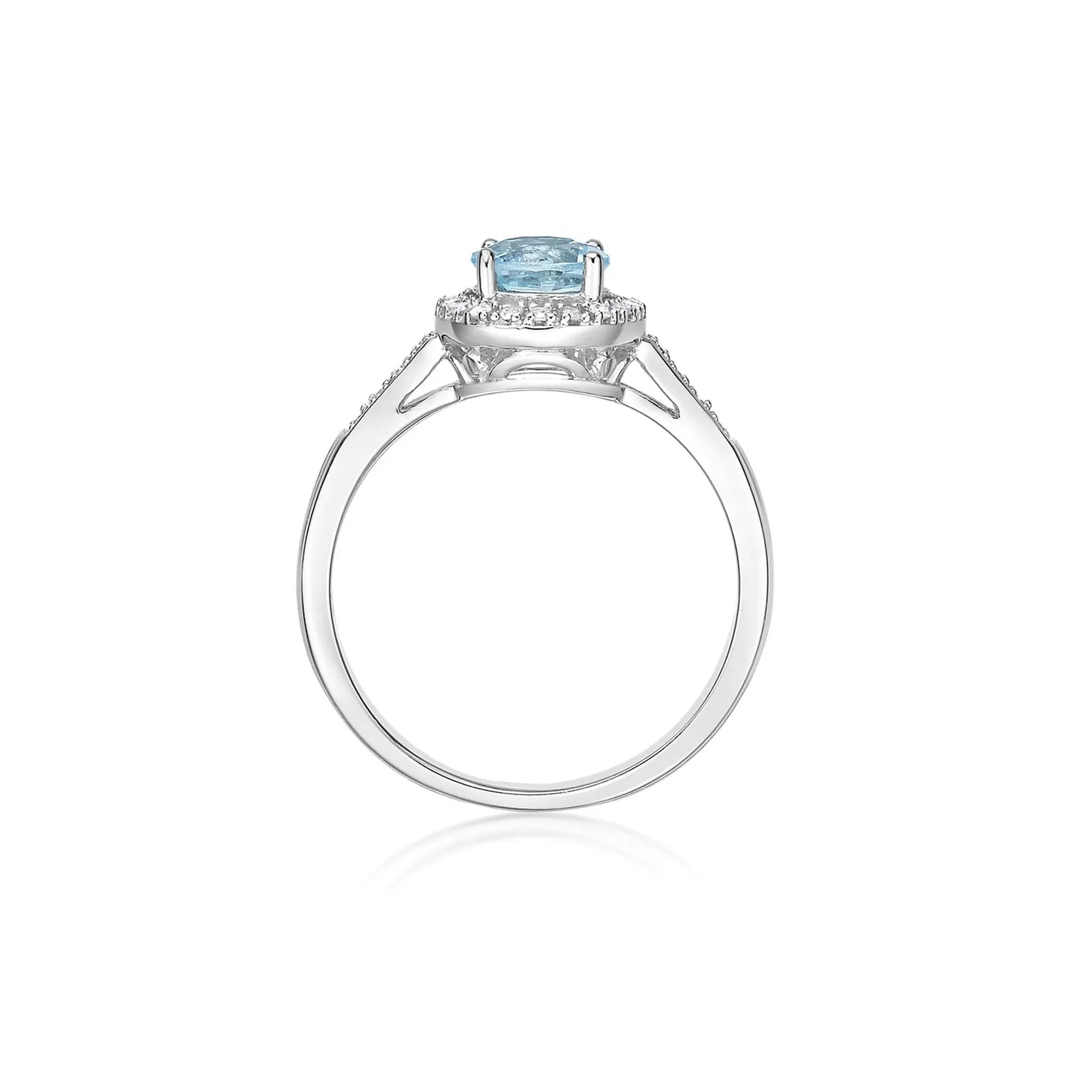1/8 CT. Tw. Aquamarine & Diamond Ring .925 Sterling Silver White Size 6.5 - Image 2