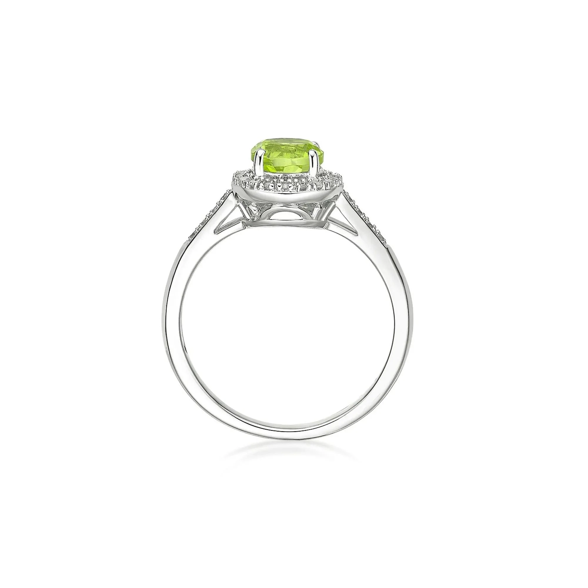 1/8 CT. Tw. Peridot & Diamond Ring .925 Sterling Silver White Size 6 - Image 2