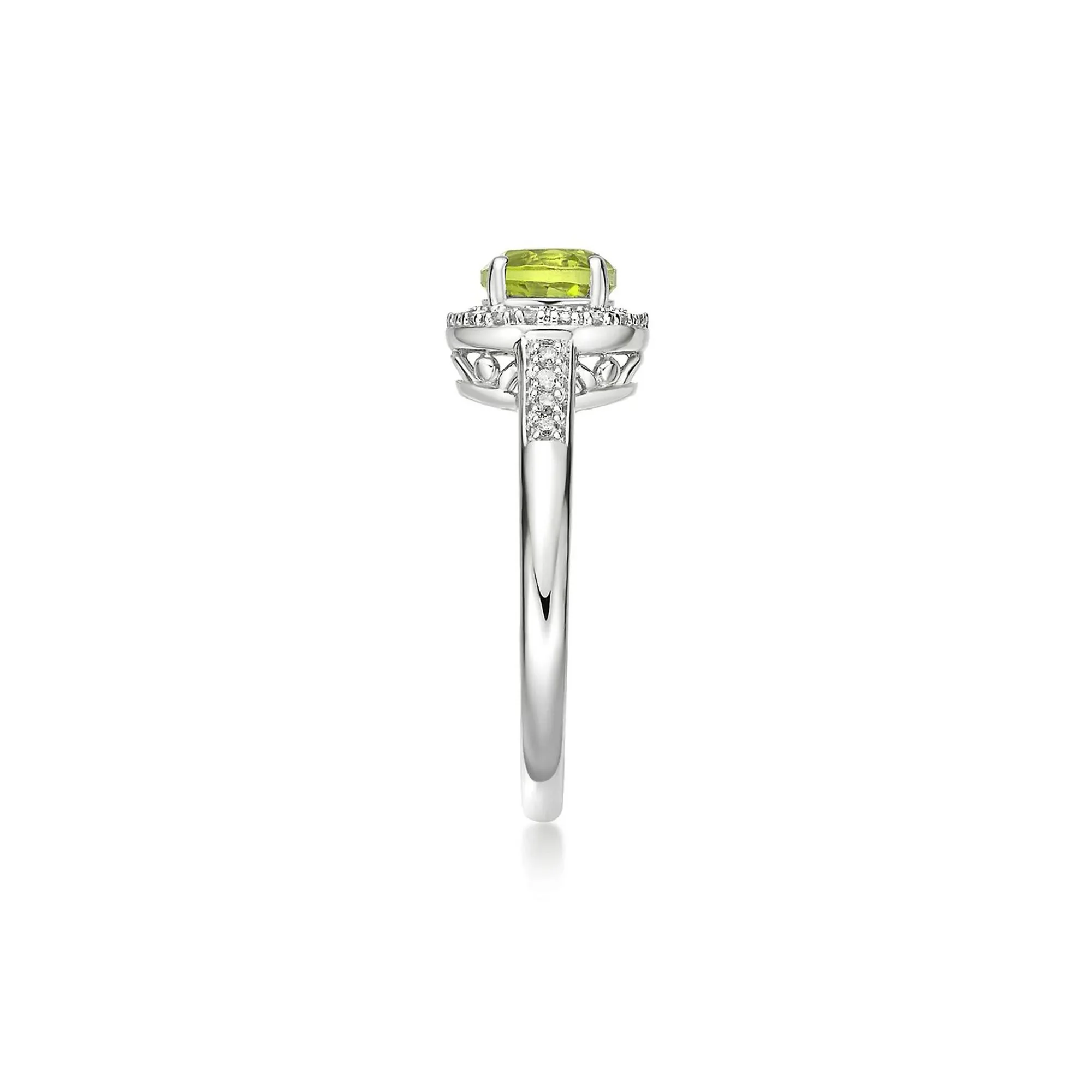 1/8 CT. Tw. Peridot & Diamond Ring .925 Sterling Silver White Size 6 - Image 3
