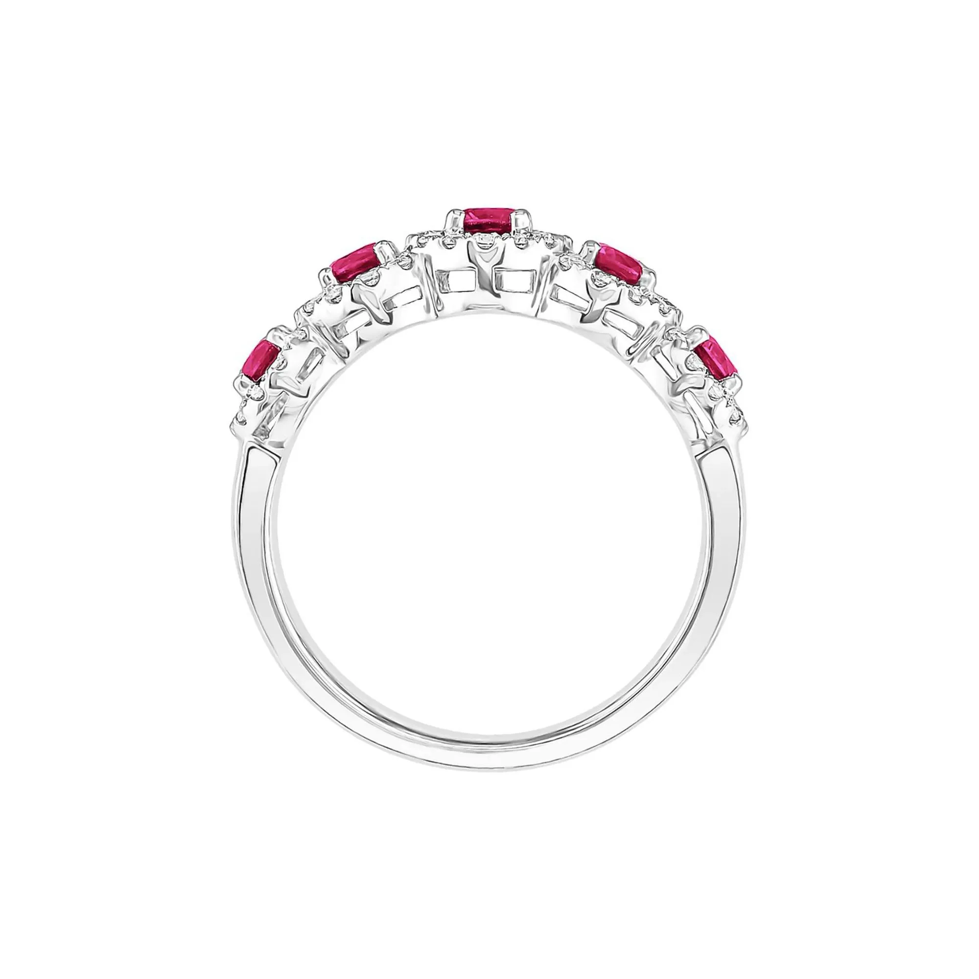 1/3 CT. Tw. Ruby & Diamond Ring 14K White Gold Round Brilliant Cut Size 8 - Image 2