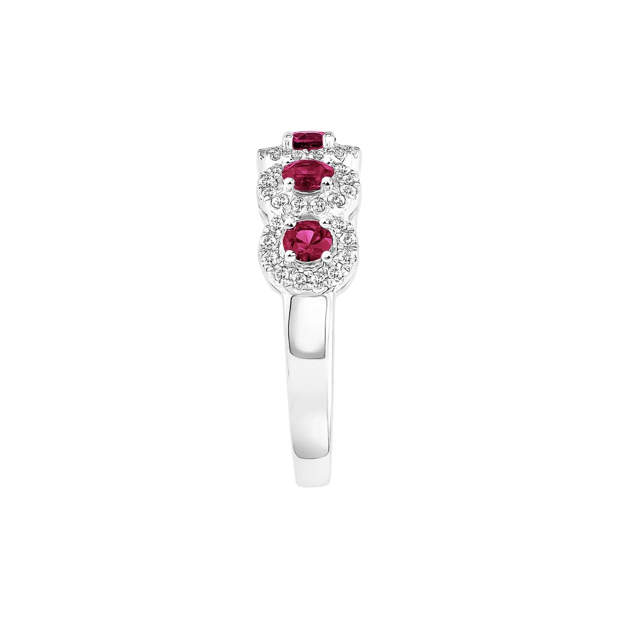 1/3 CT. Tw. Ruby & Diamond Ring 14K White Gold Round Brilliant Cut Size 8 - Image 3