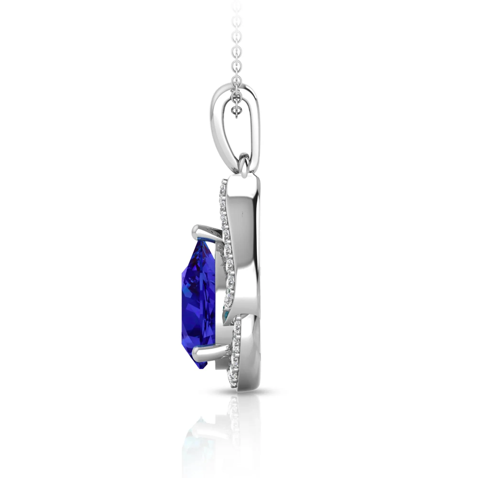 1/7 CT. Tw. Tanzanite & Diamond Pendant Necklace 10K White Gold Size 18" - Image 2