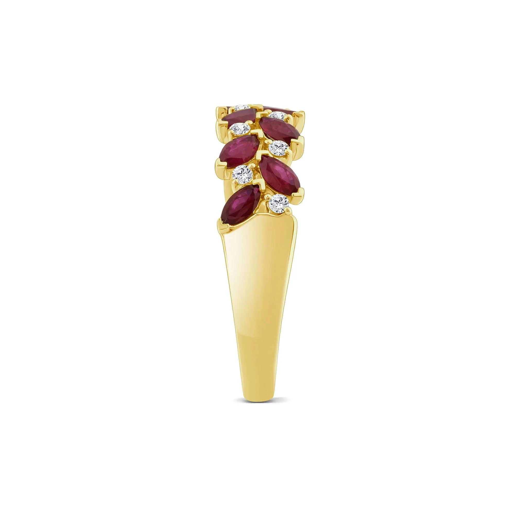 1/8 CT. Tw. Ruby & Diamond Band Ring 10K Yellow Gold Round Brilliant Cut Size 6.5 - Image 3