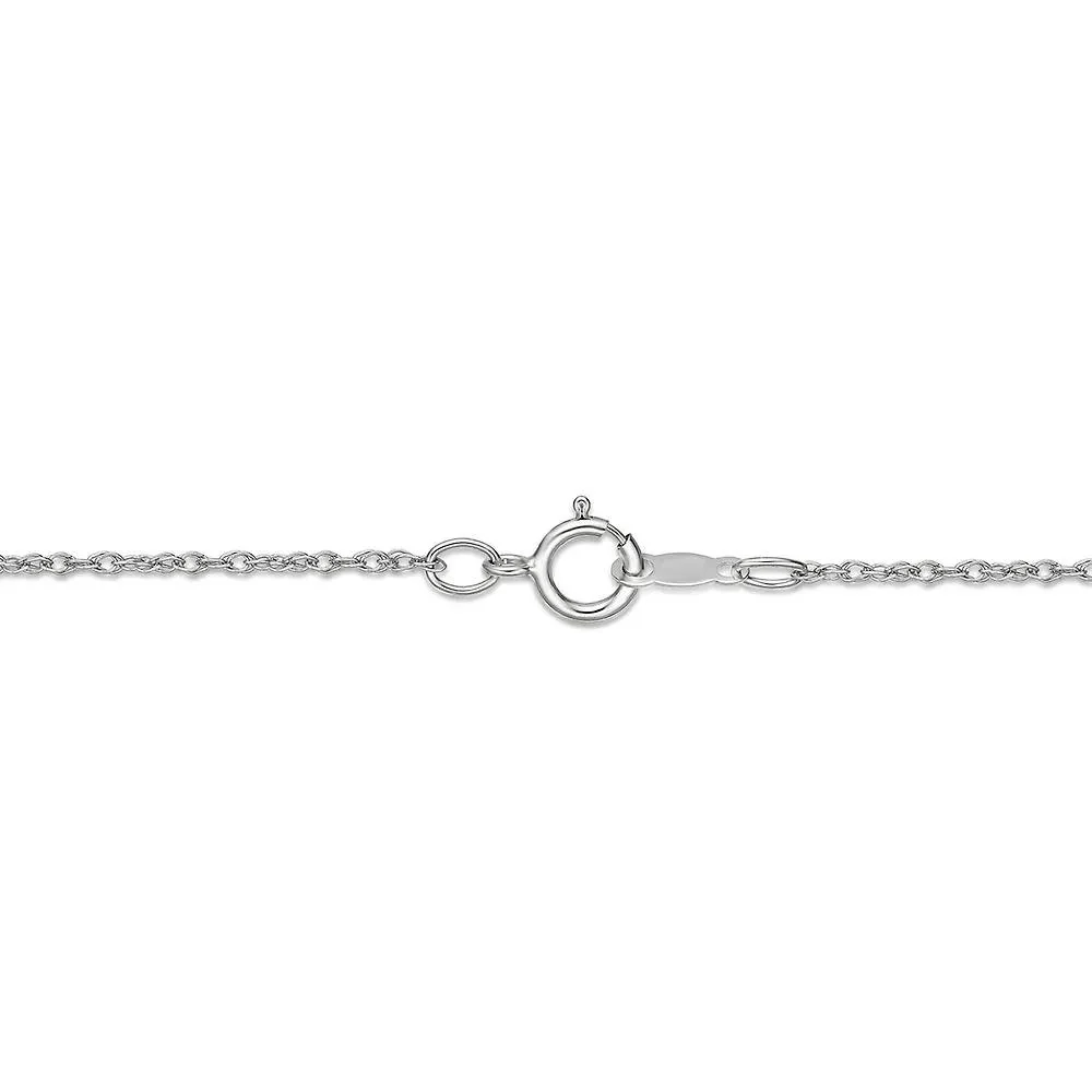 Lab Created White Sapphire Pendant Necklace .925 Sterling Silver Size 18" - Image 3