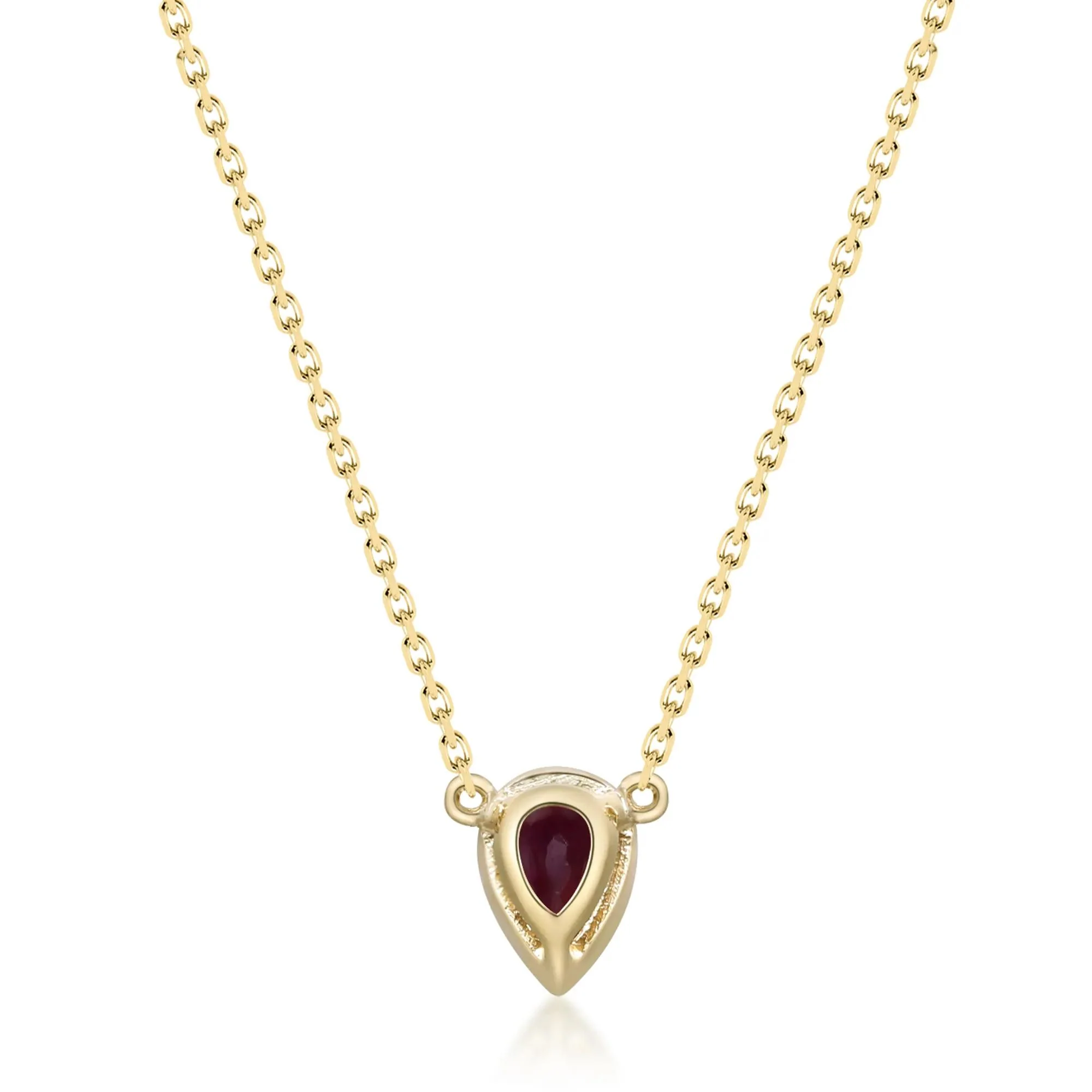 Ruby and Diamond Accent Necklace 10K Yellow Gold Size 18" - Image 2