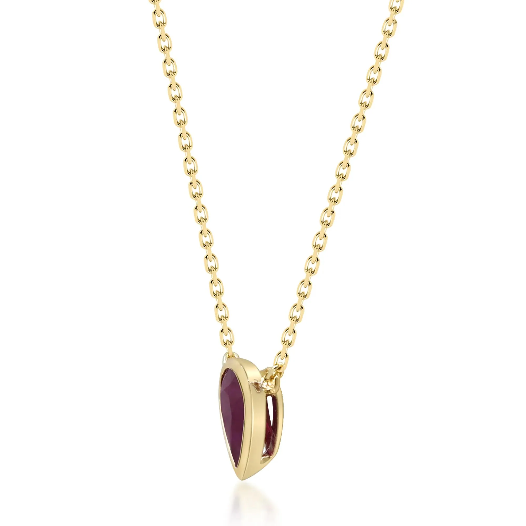 Ruby and Diamond Accent Necklace 10K Yellow Gold Size 18" - Image 3