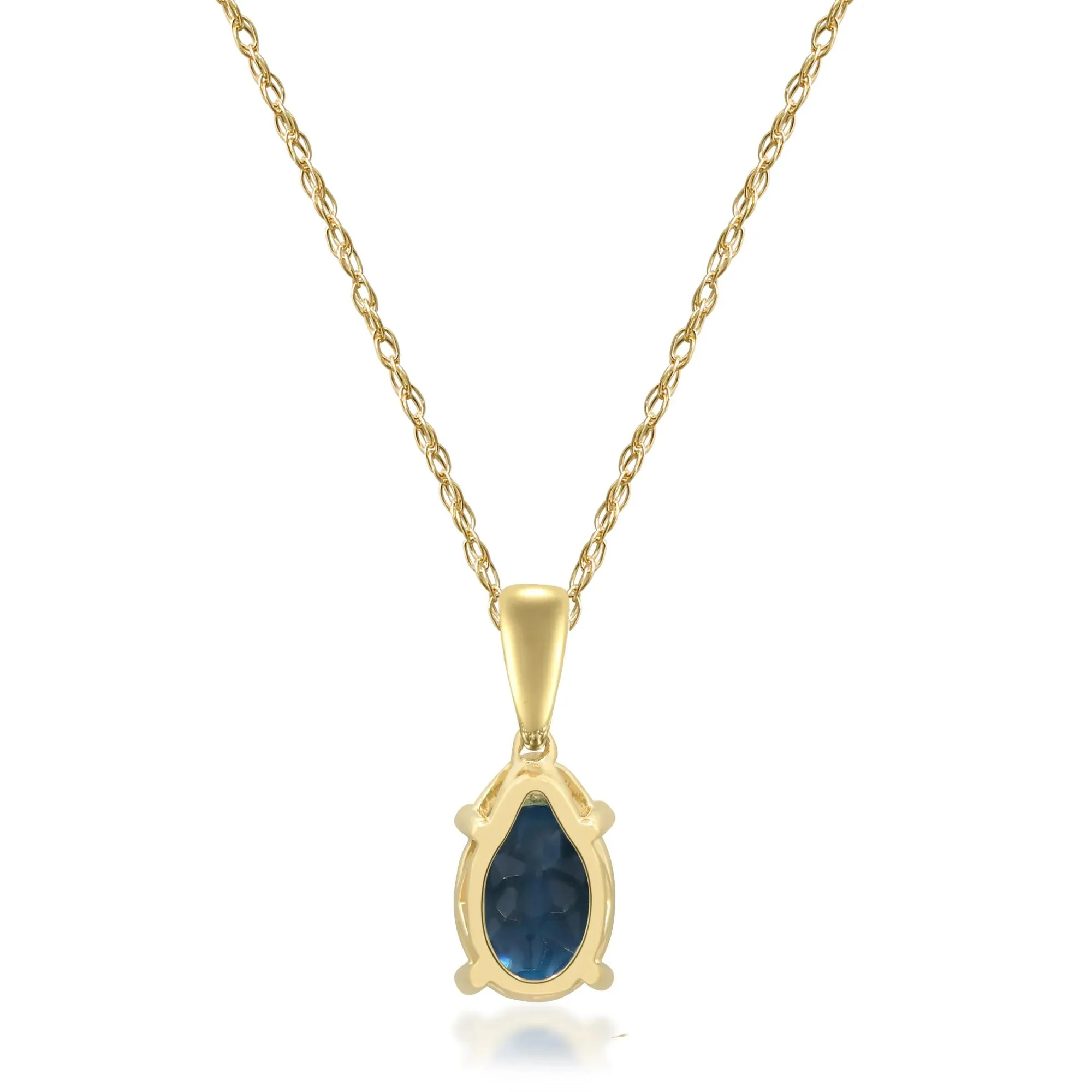 London Blue Topaz and Diamond Accent Necklace 10K Yellow Gold Size 18" - Image 3
