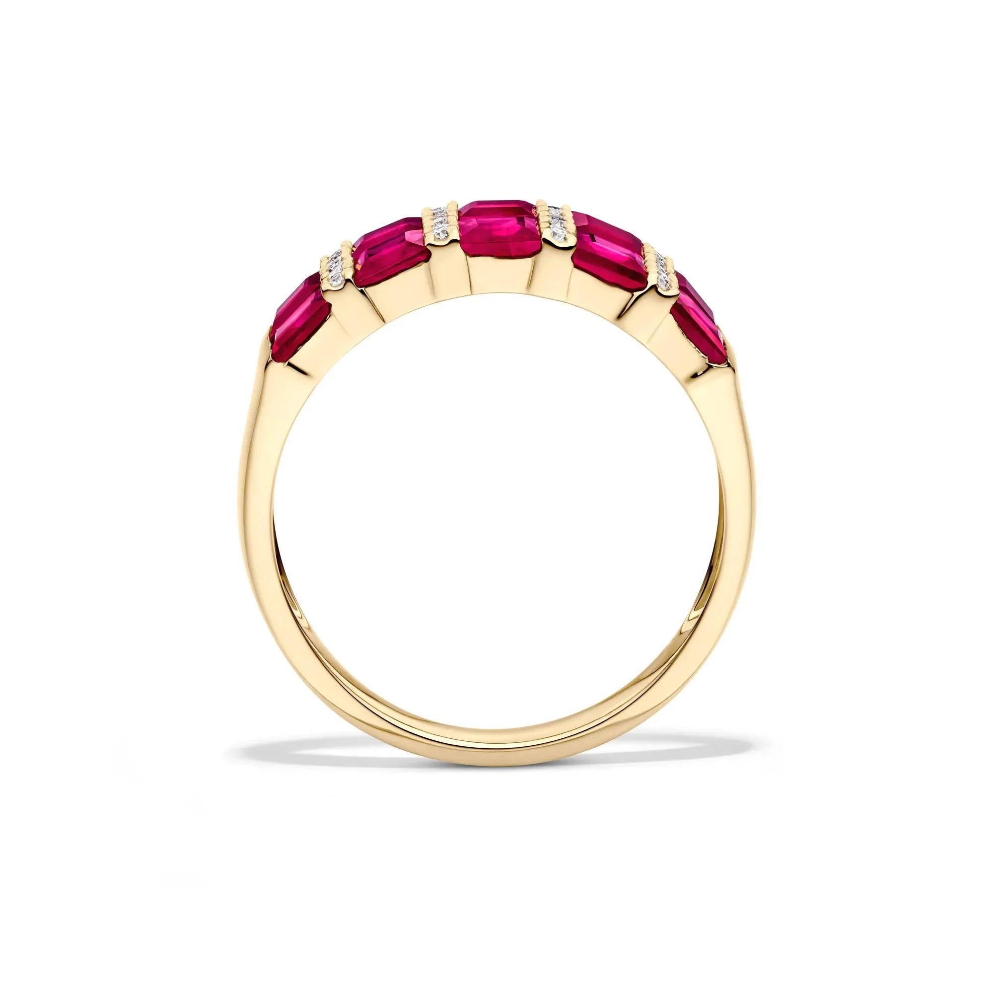Ruby and Diamond Accent Band Ring 10K Yellow Gold Size 7 2mm - Image 2