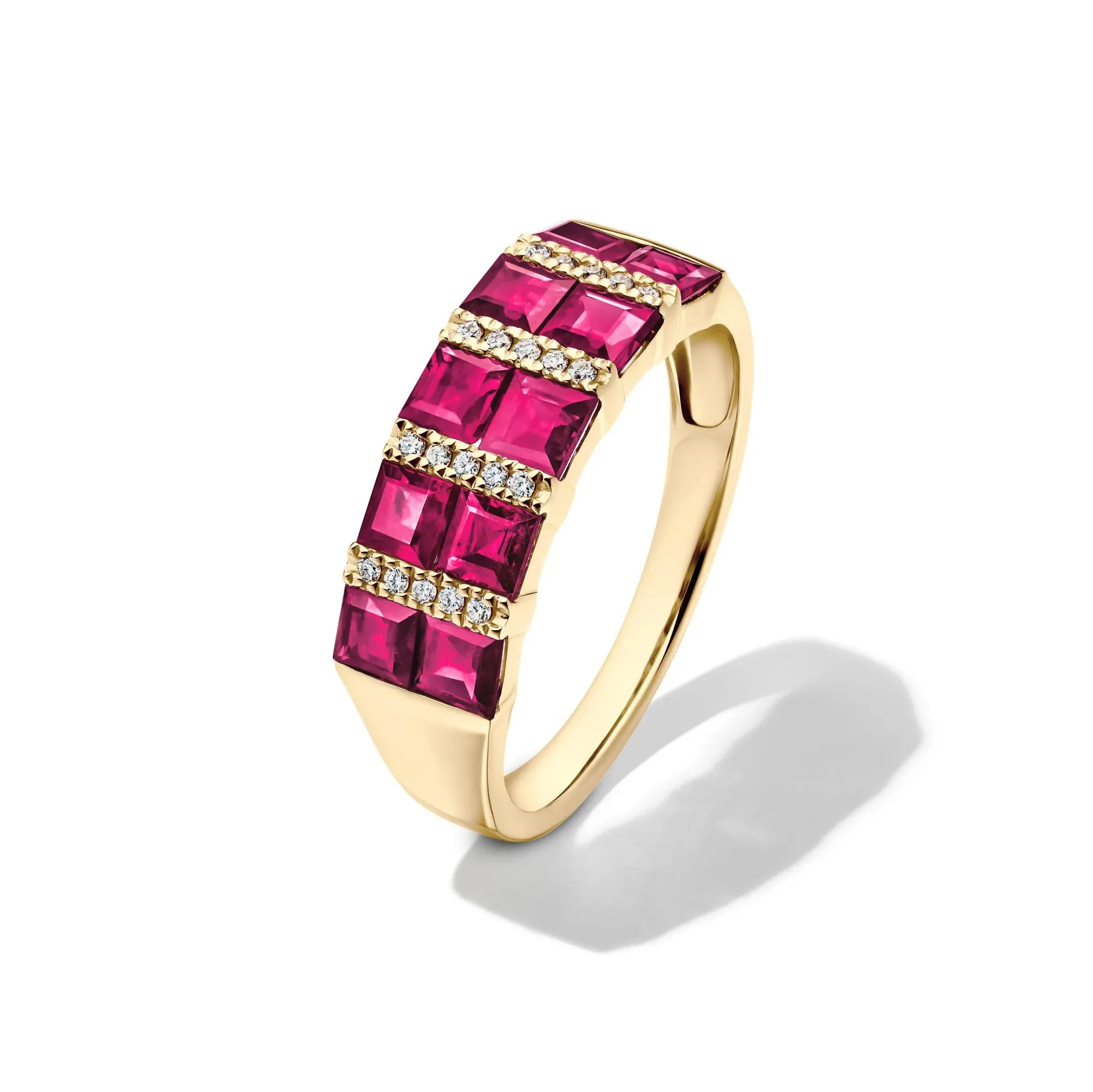 Ruby and Diamond Accent Band Ring 10K Yellow Gold Size 9 2mm - Image 4