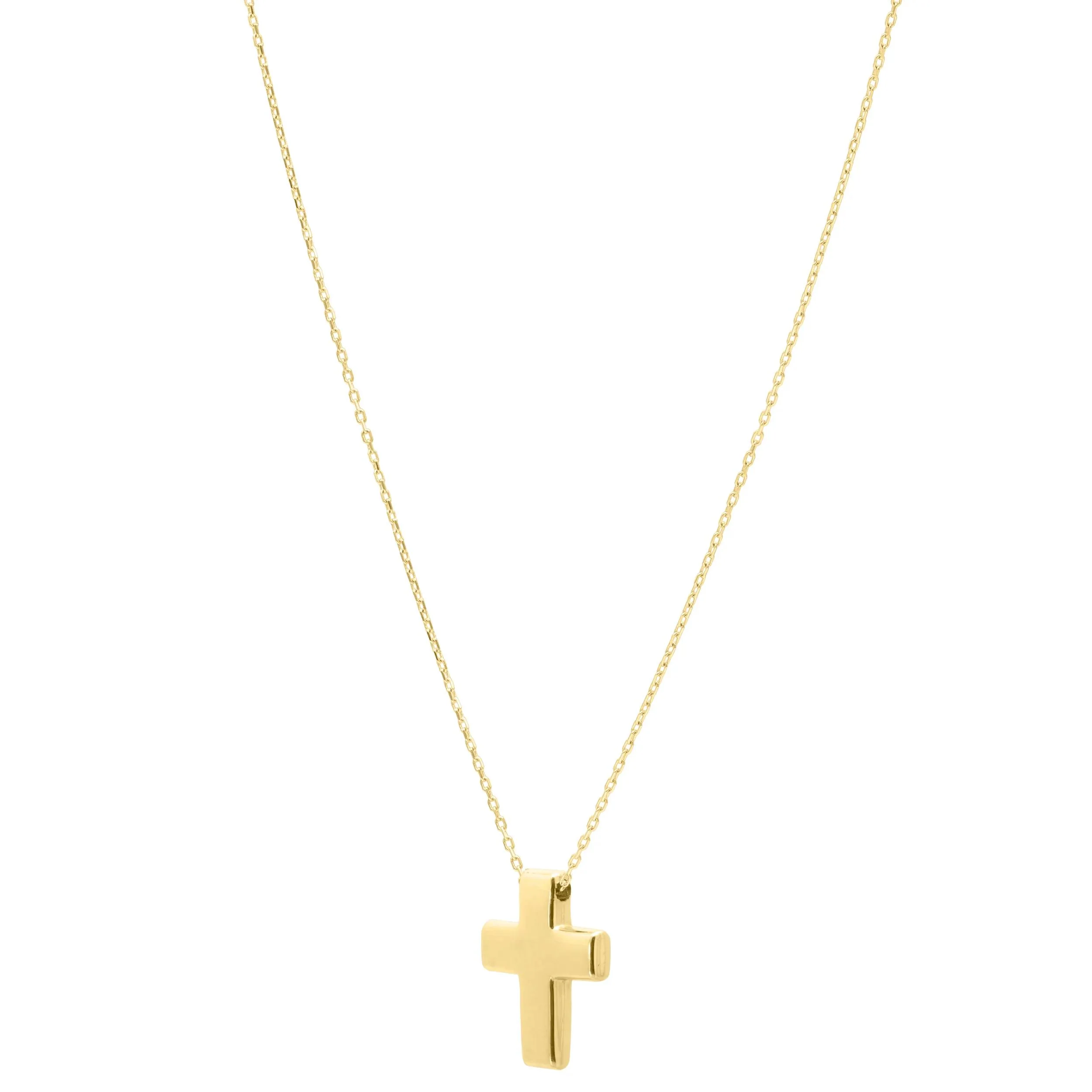 Puff Cross 14K Yellow Gold Necklace Size 17" - Image 3