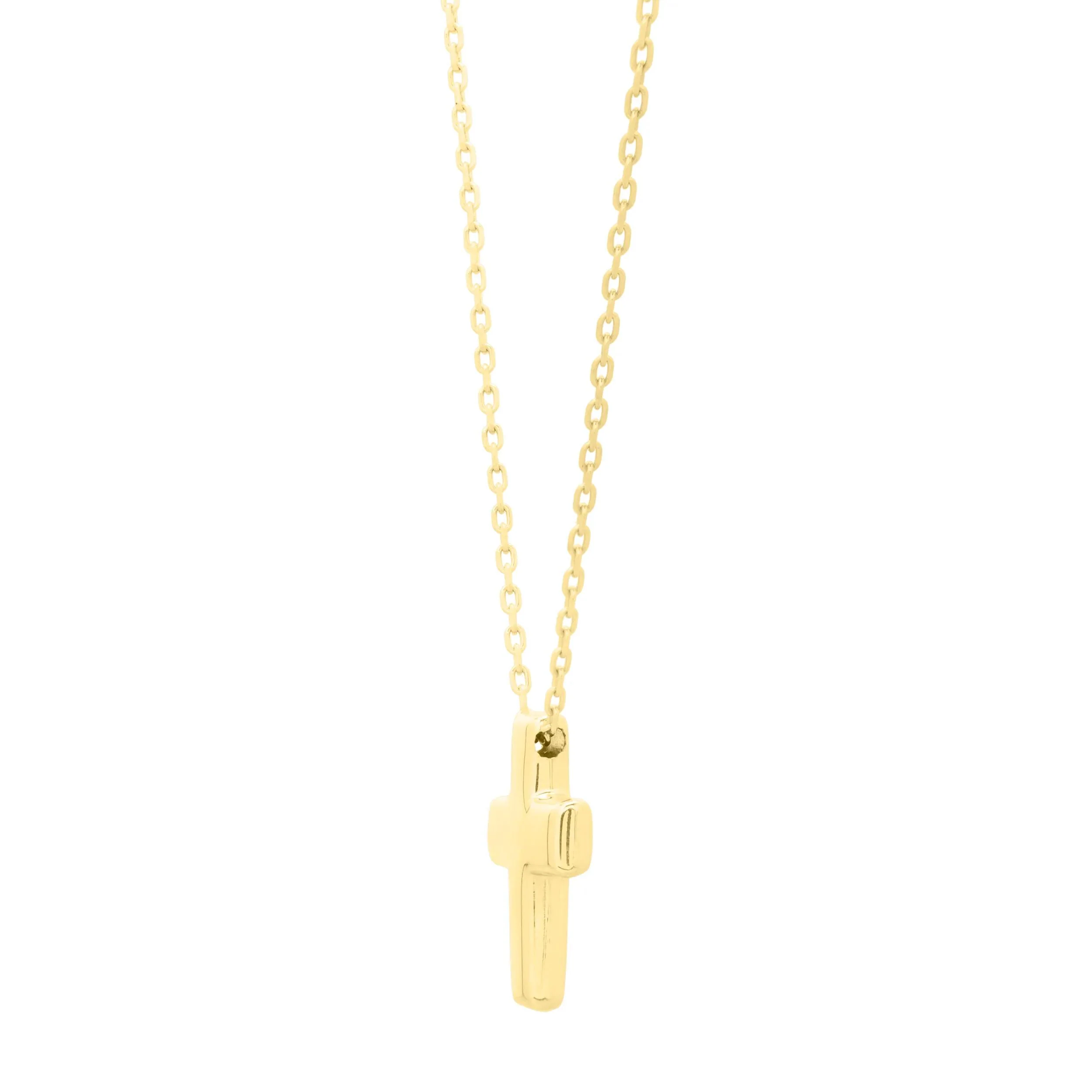 Puff Cross 14K Yellow Gold Necklace Size 17" - Image 4